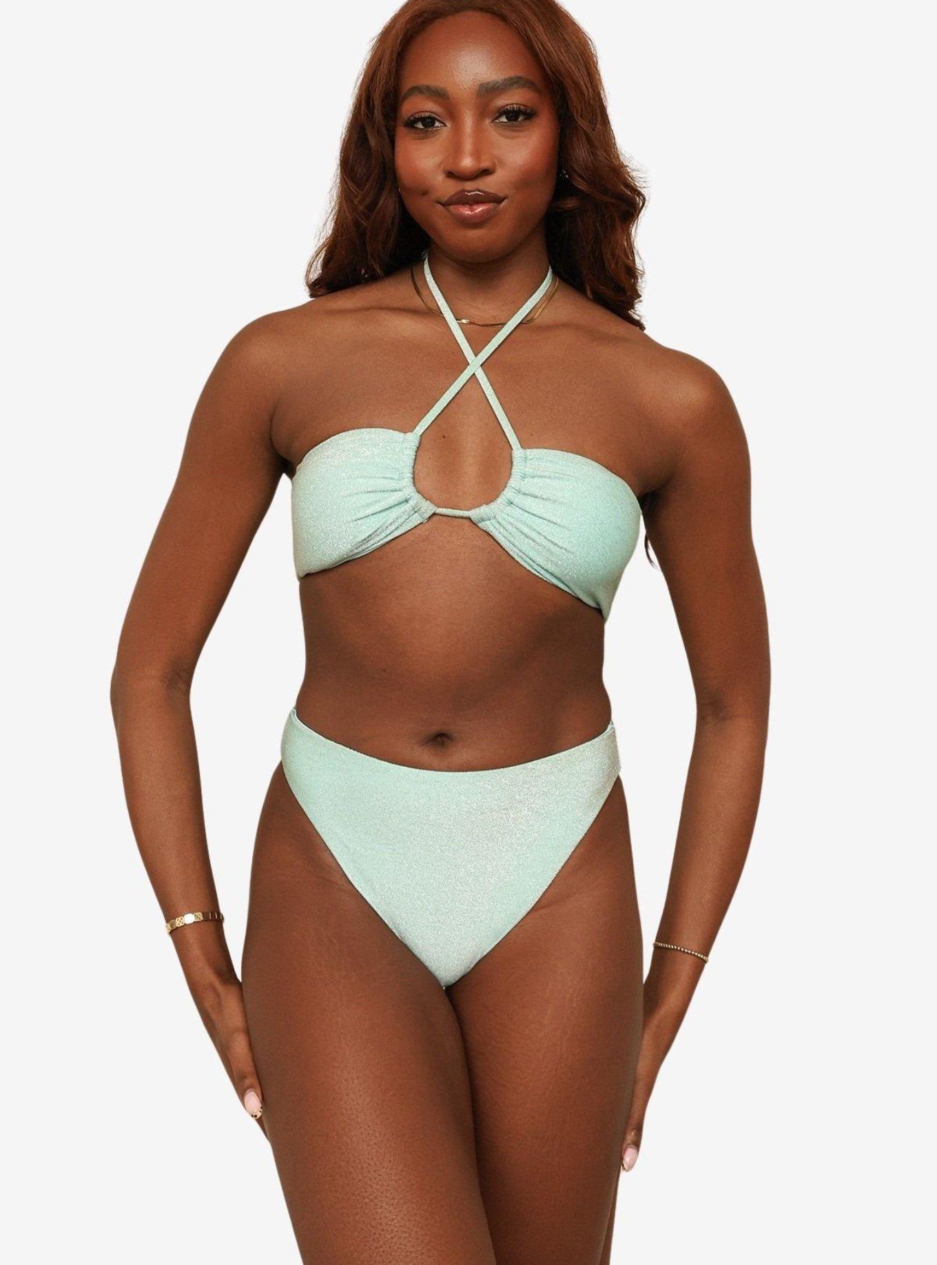 Dippin' Daisy's Aqua Seashore High Waist Cheeky Bikini Bottom, BLUE, hi-res