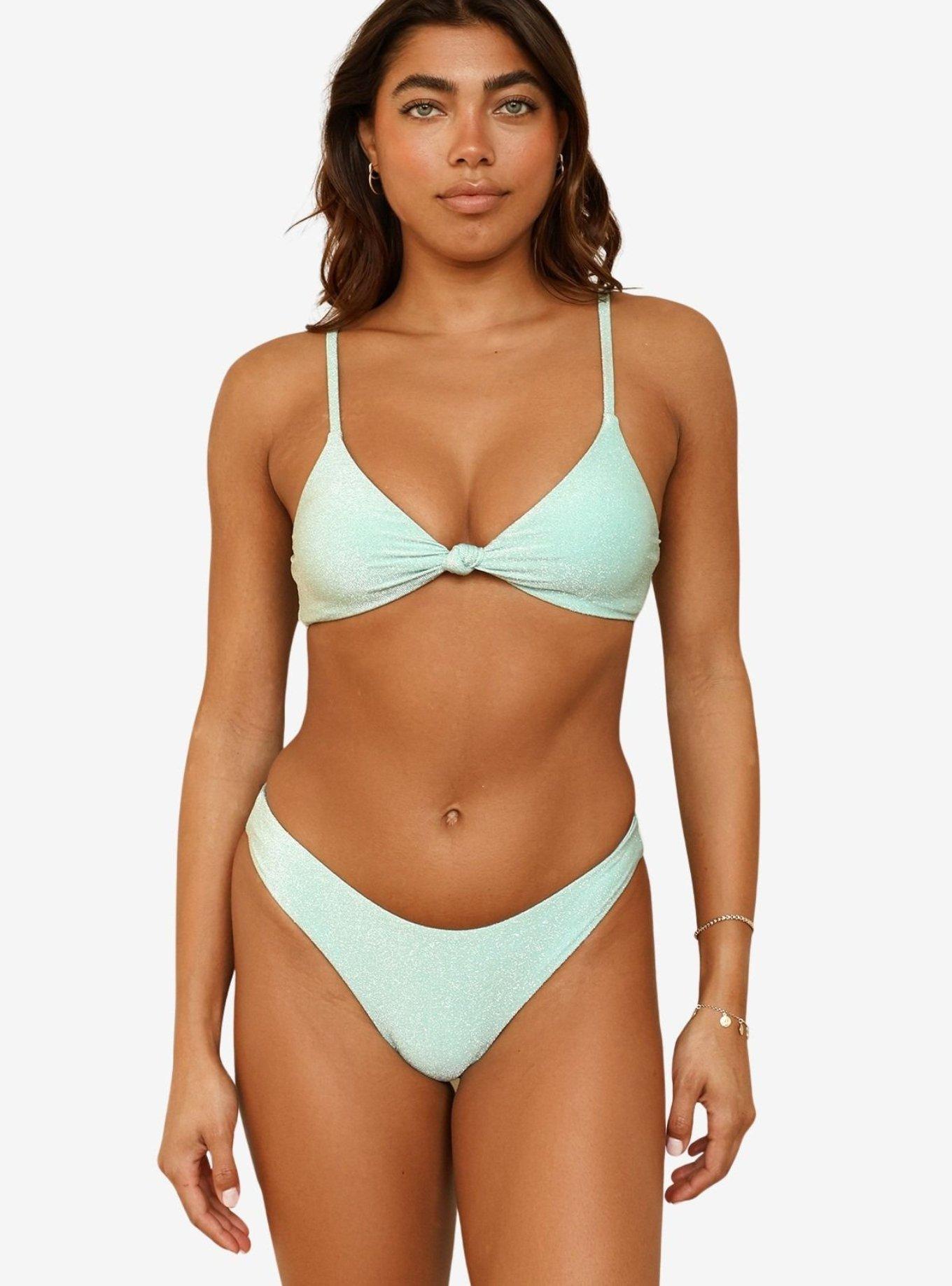 Dippin' Daisy's Aqua Zen Knotted Triangle Bikini Top, , hi-res