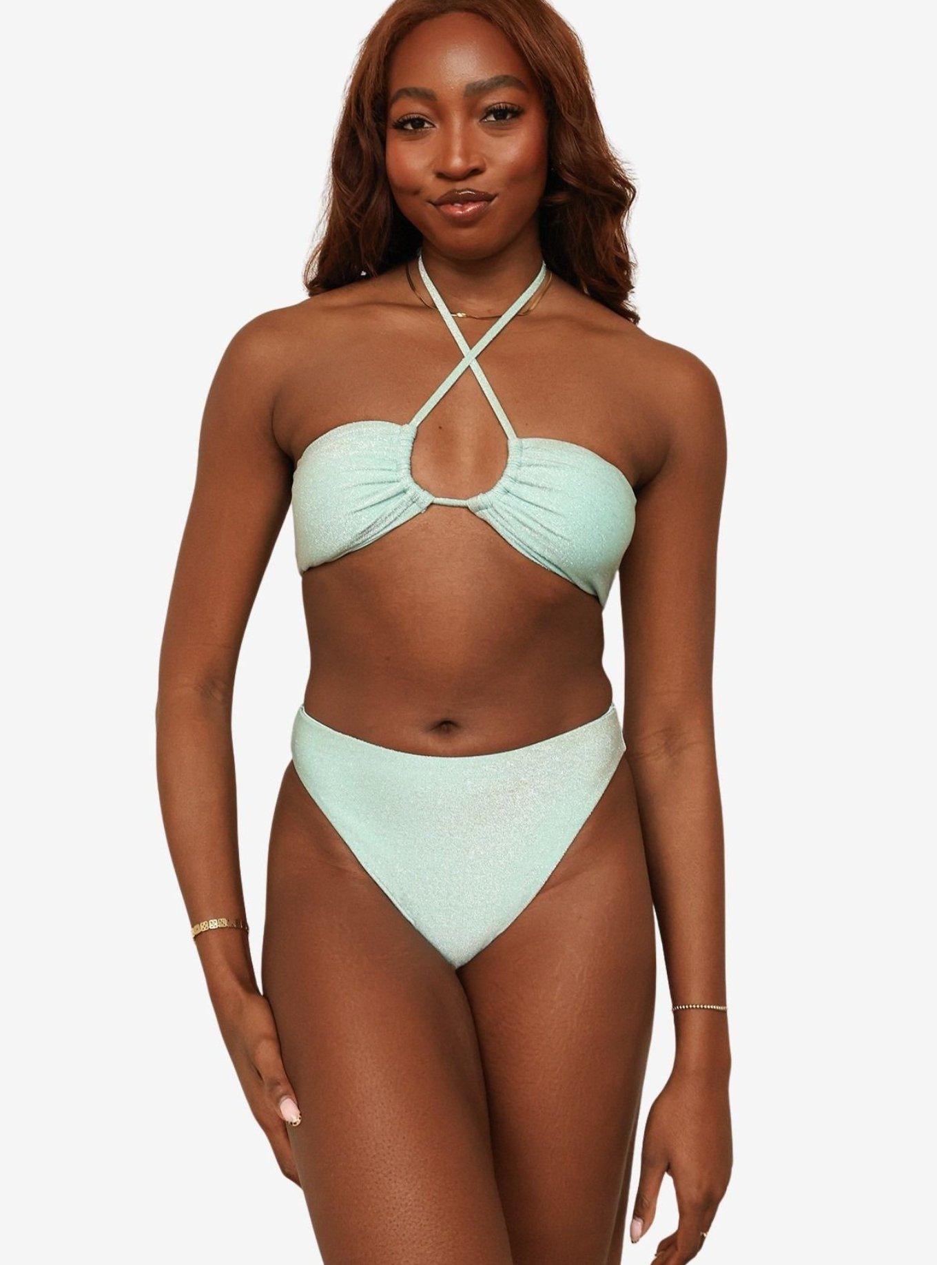 Dippin' Daisy's Aqua Amalfi String Tie Bandeau Bikini Top, , hi-res