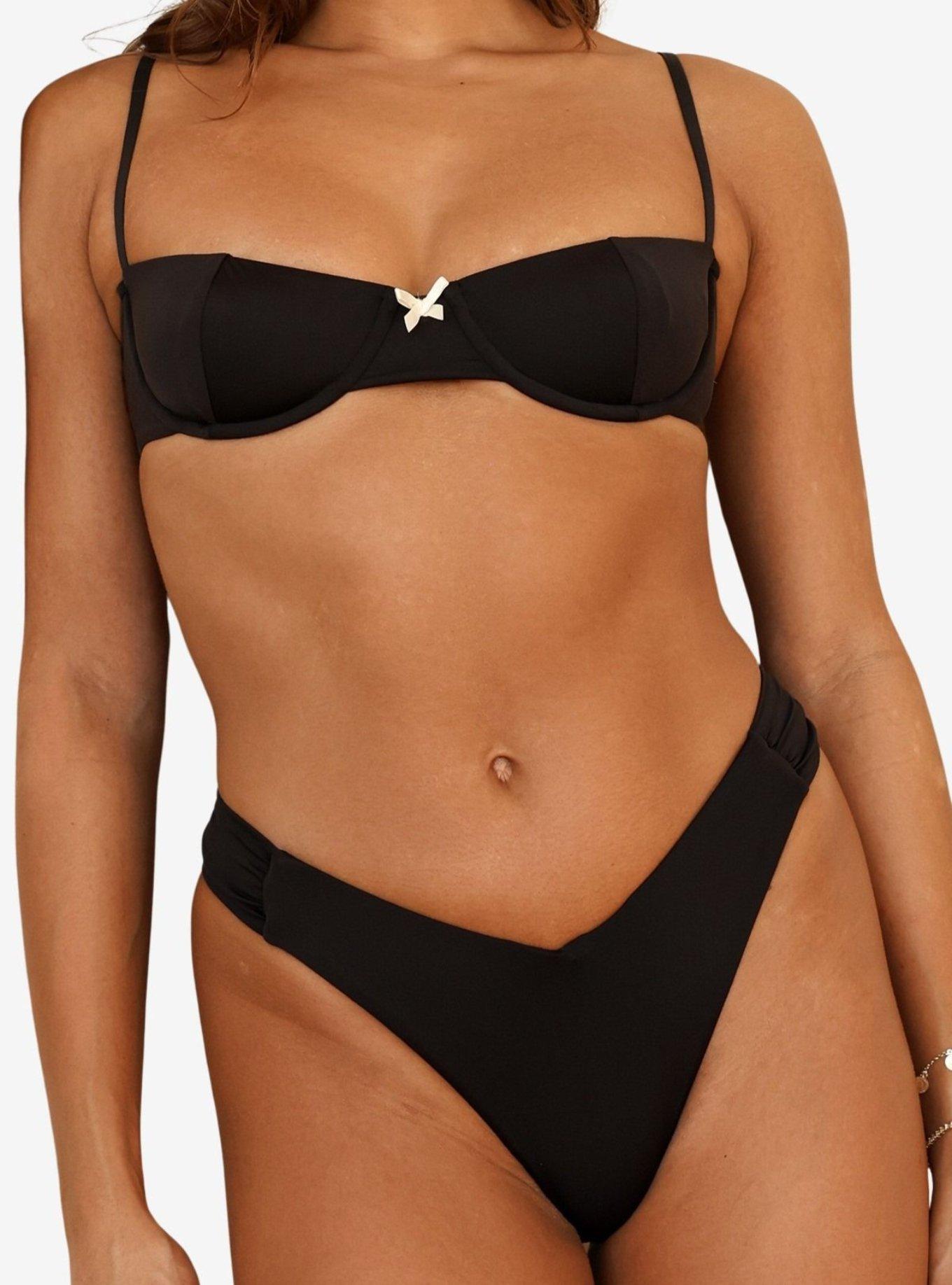 Dippin' Daisy's Black Siena Thong Bikini Bottom, , hi-res