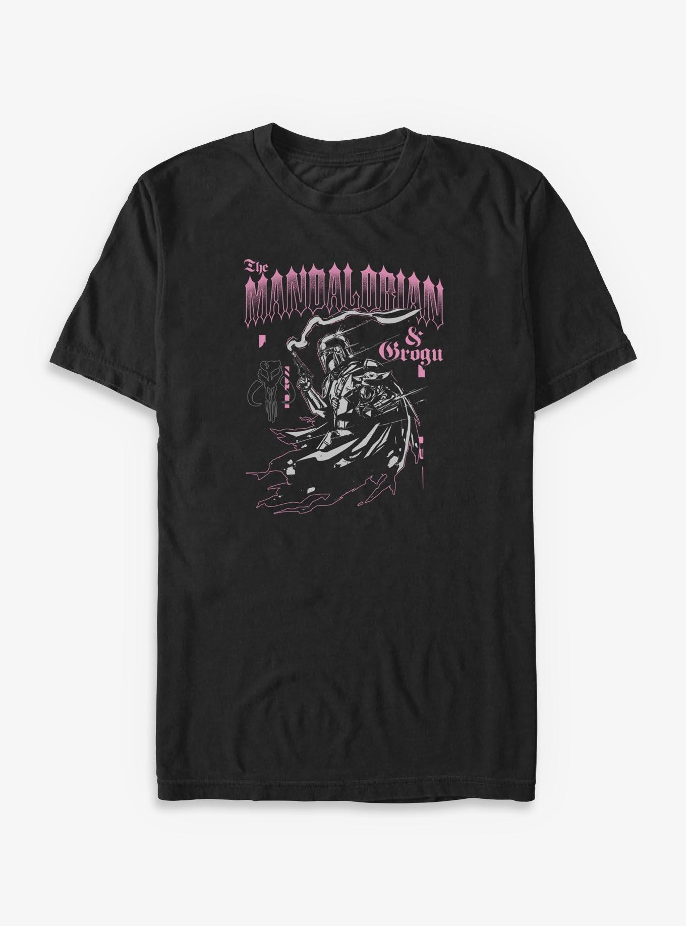 Star Wars: The Mandalorian And Grogu The Mandalorian & Grogu Goth Font Style Big & Tall T-Shirt Box Lunch Exclusive, , hi-res