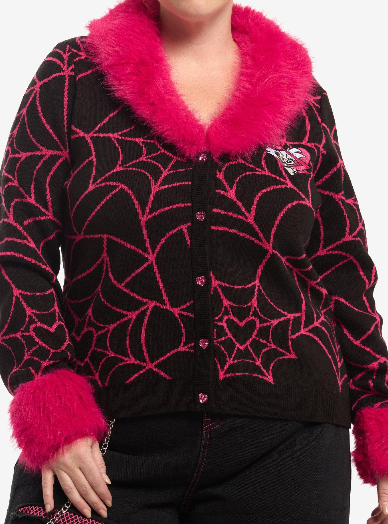 Hazbin Hotel Angel Dust Fur Trim Girls Cardigan Plus Size