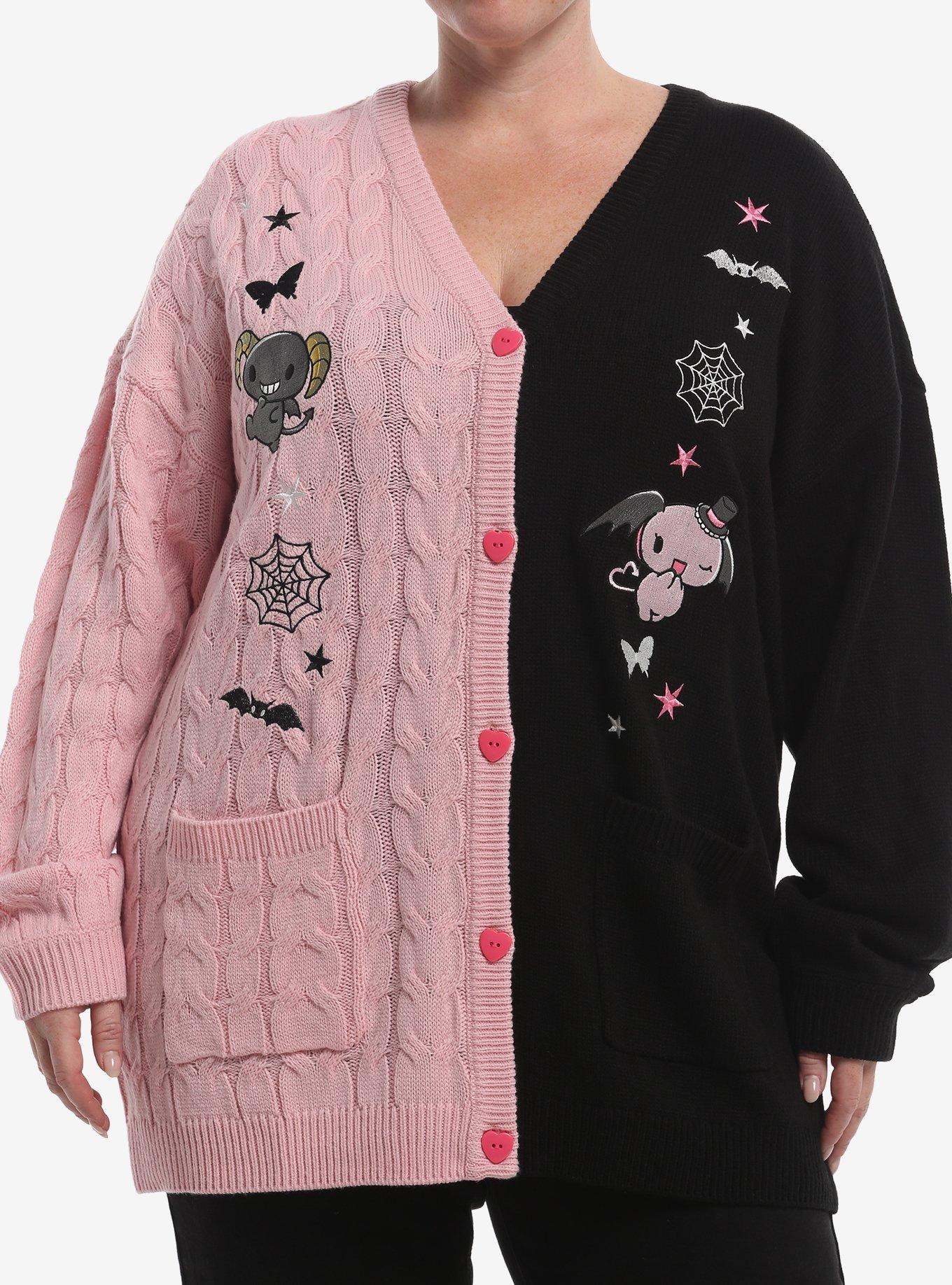 Lloromannic Split Cable Knit Girls Cardigan Plus Size