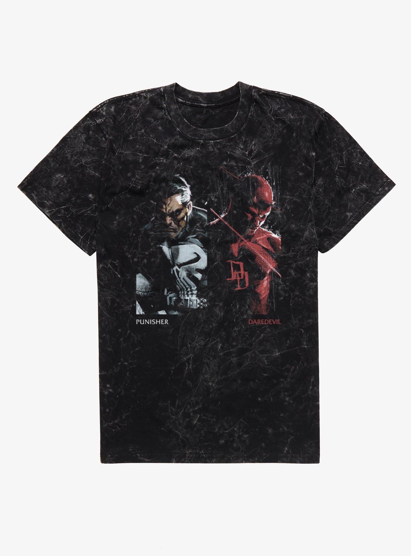 Marvel Comics Punisher And Daredevil Side By Mineral Wash T-Shirt