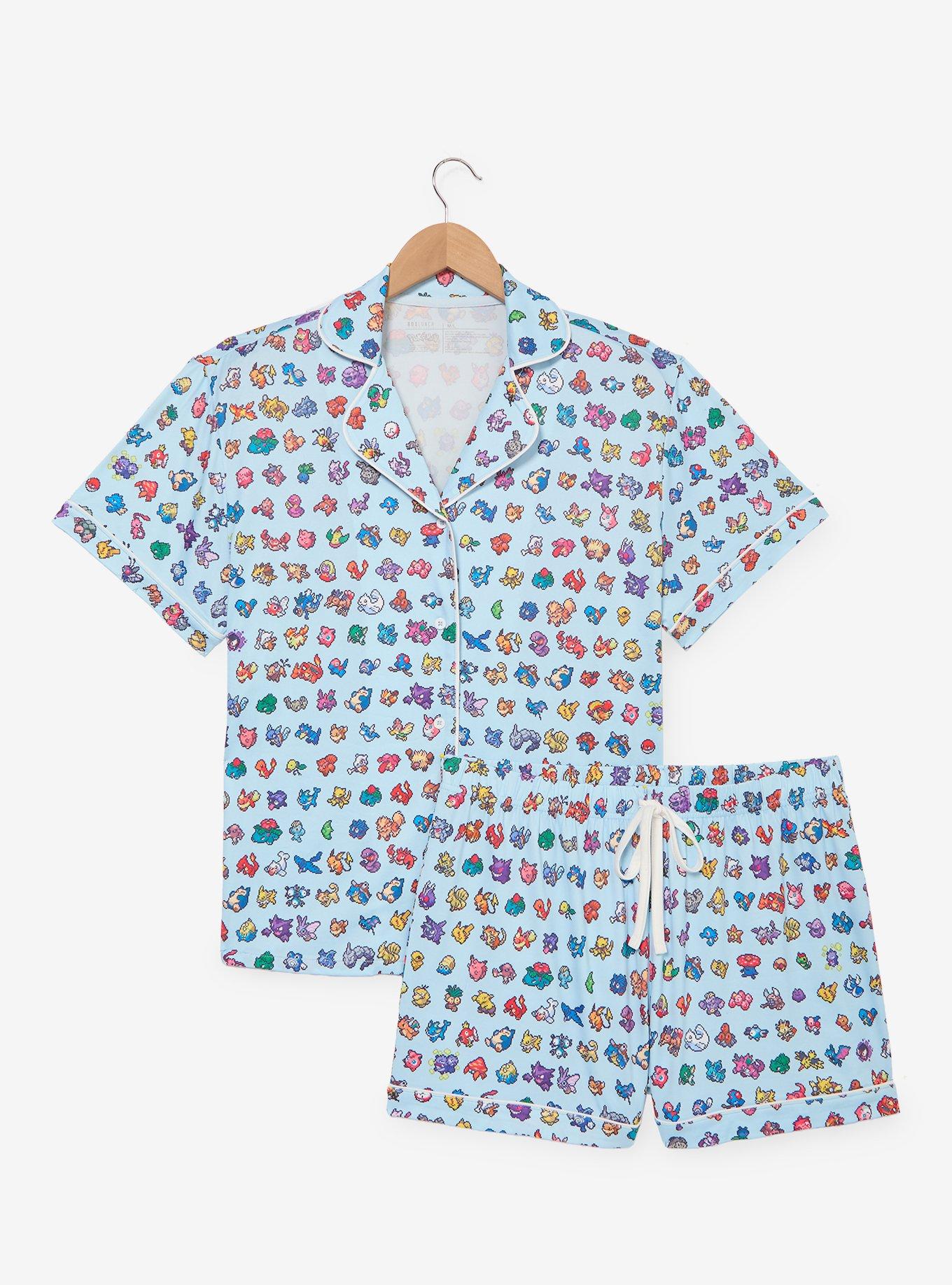 Pok&eacute;mon Pixel Art Allover Print Women's Sleep Shirt & Shorts Set - BoxLunch Exclusive, , hi-res