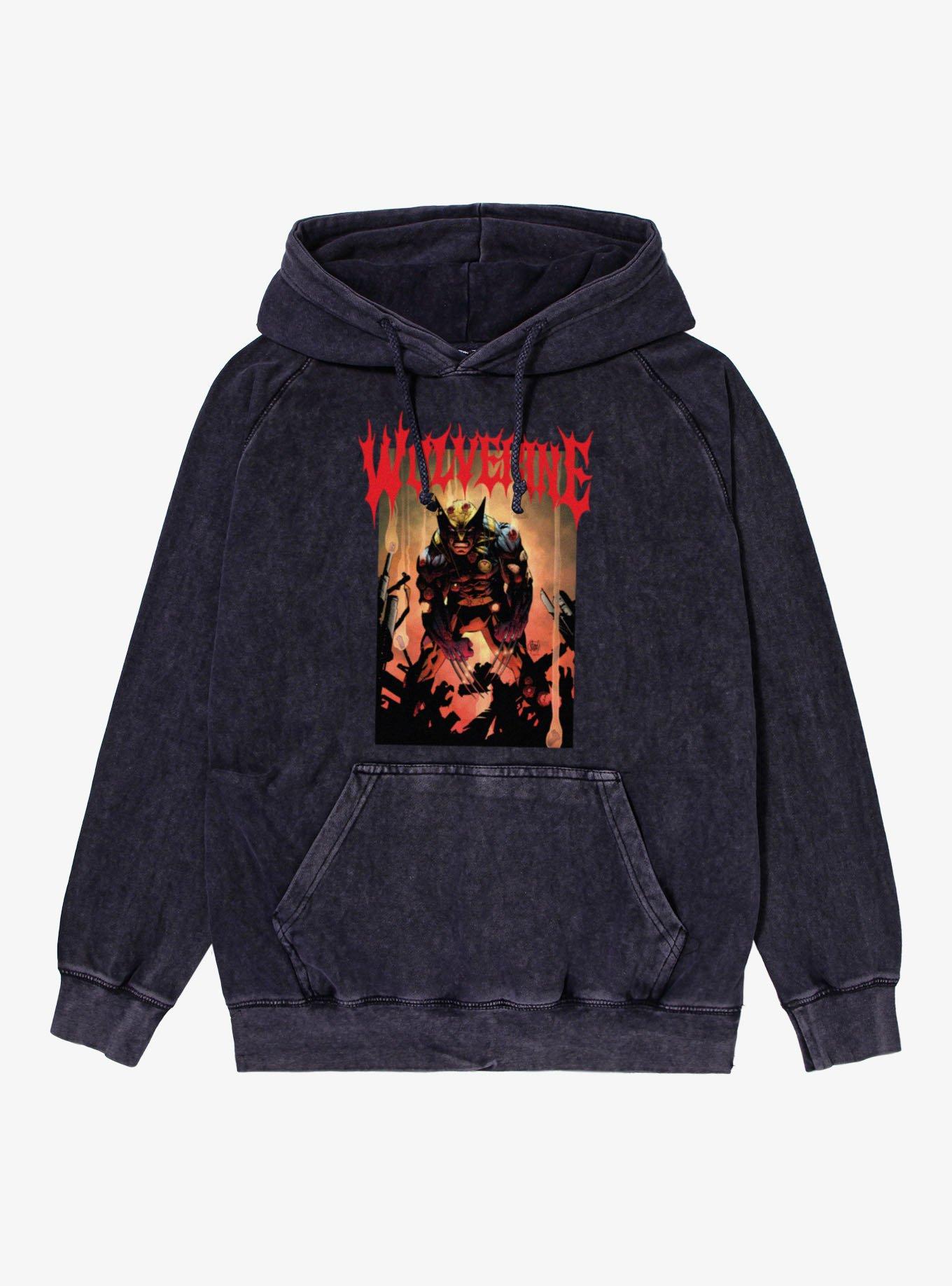Marvel X-Men Comics Wolverine Wounded Animal Mineral Wash Hoodie, , hi-res