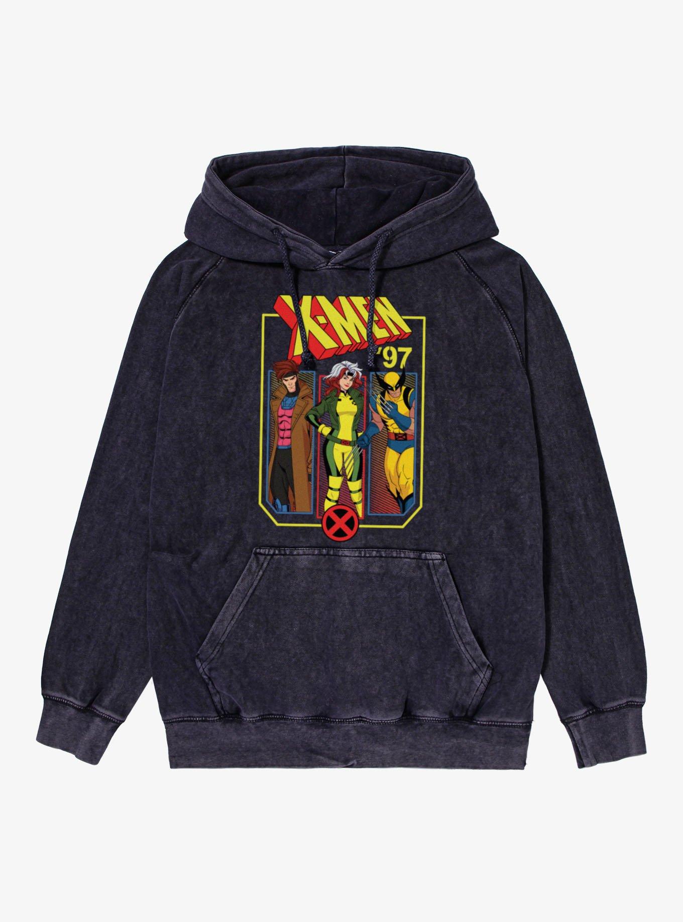 Marvel X-Men 97 Gambit Rogue Wolverine Mineral Wash Hoodie, , hi-res