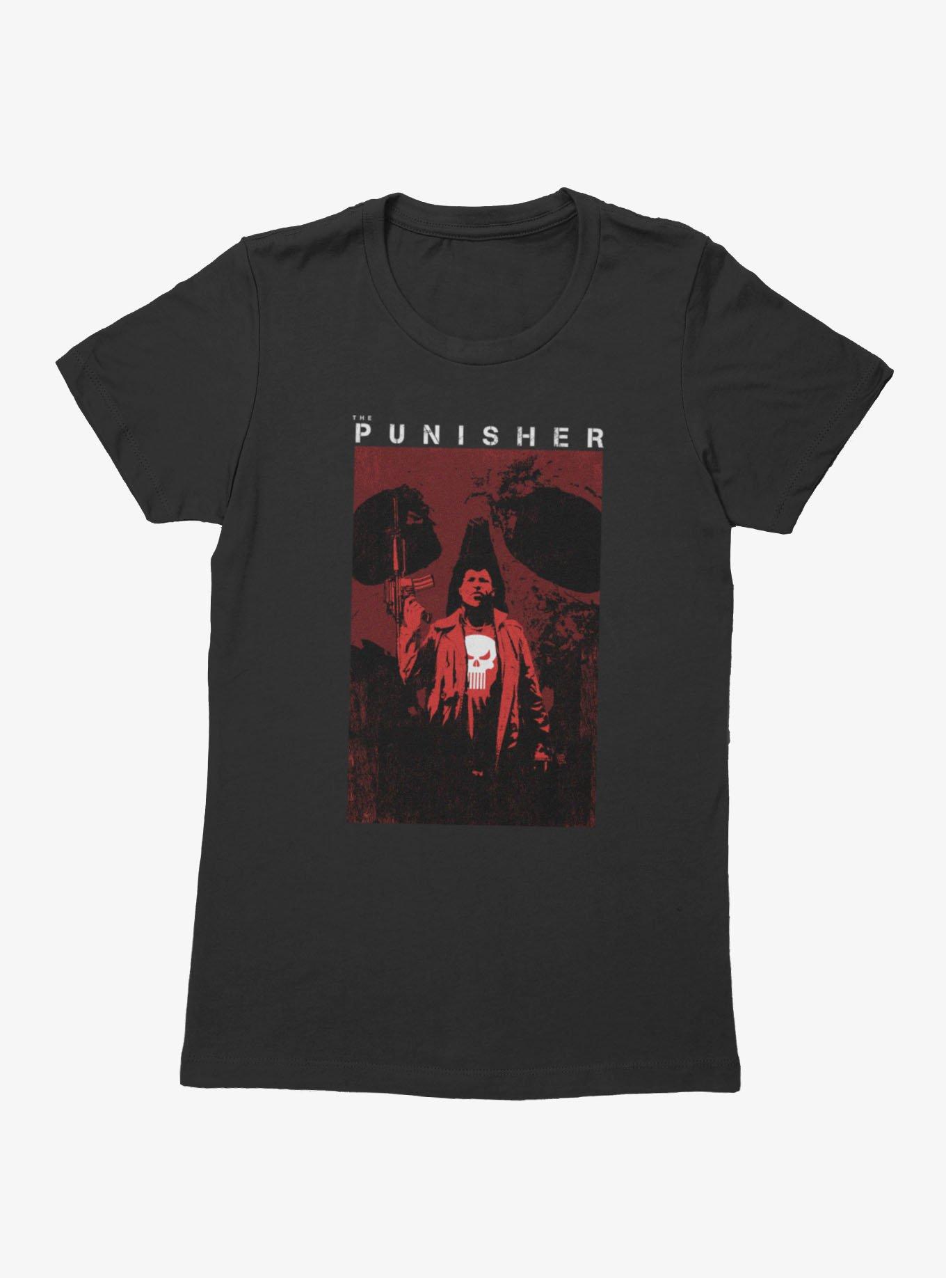Marvel Punisher Angry Skull Poster Womens T-Shirt, BLACK, hi-res view 1