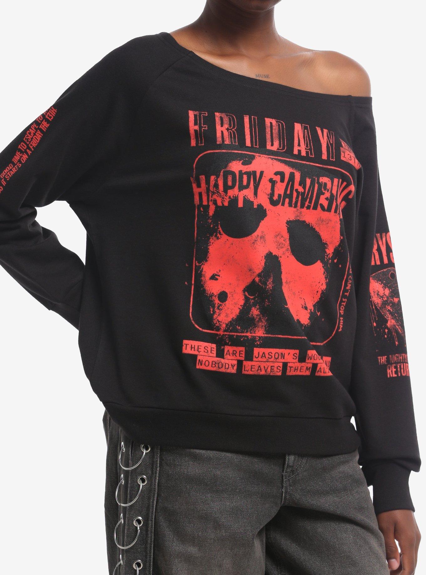 Friday The 13th Happy Camping Off-Shoulder Girls Sweatshirt, , hi-res