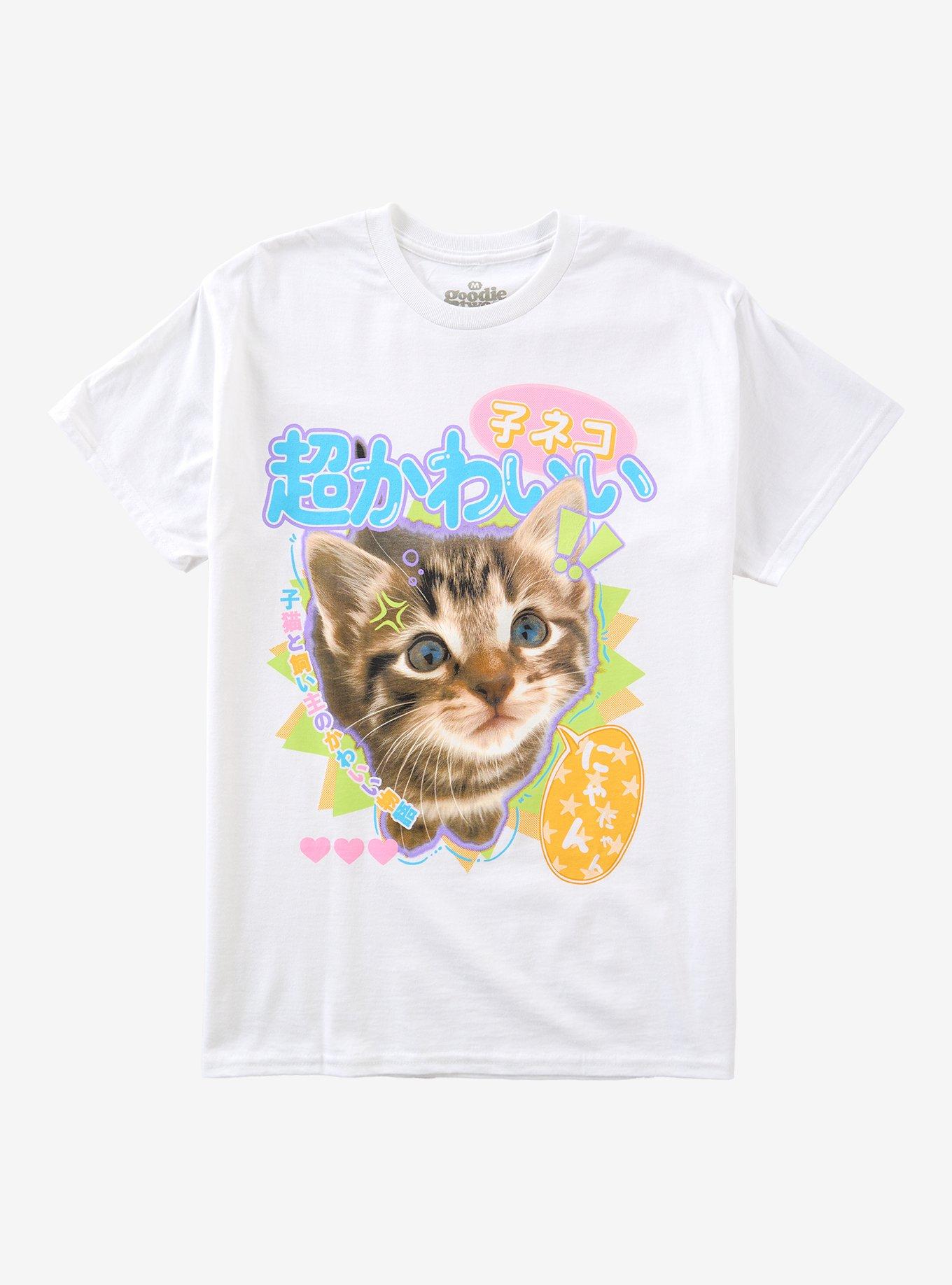 Kawaii Cat Sticker T-Shirt By Goodie Two Sleeves, , hi-res