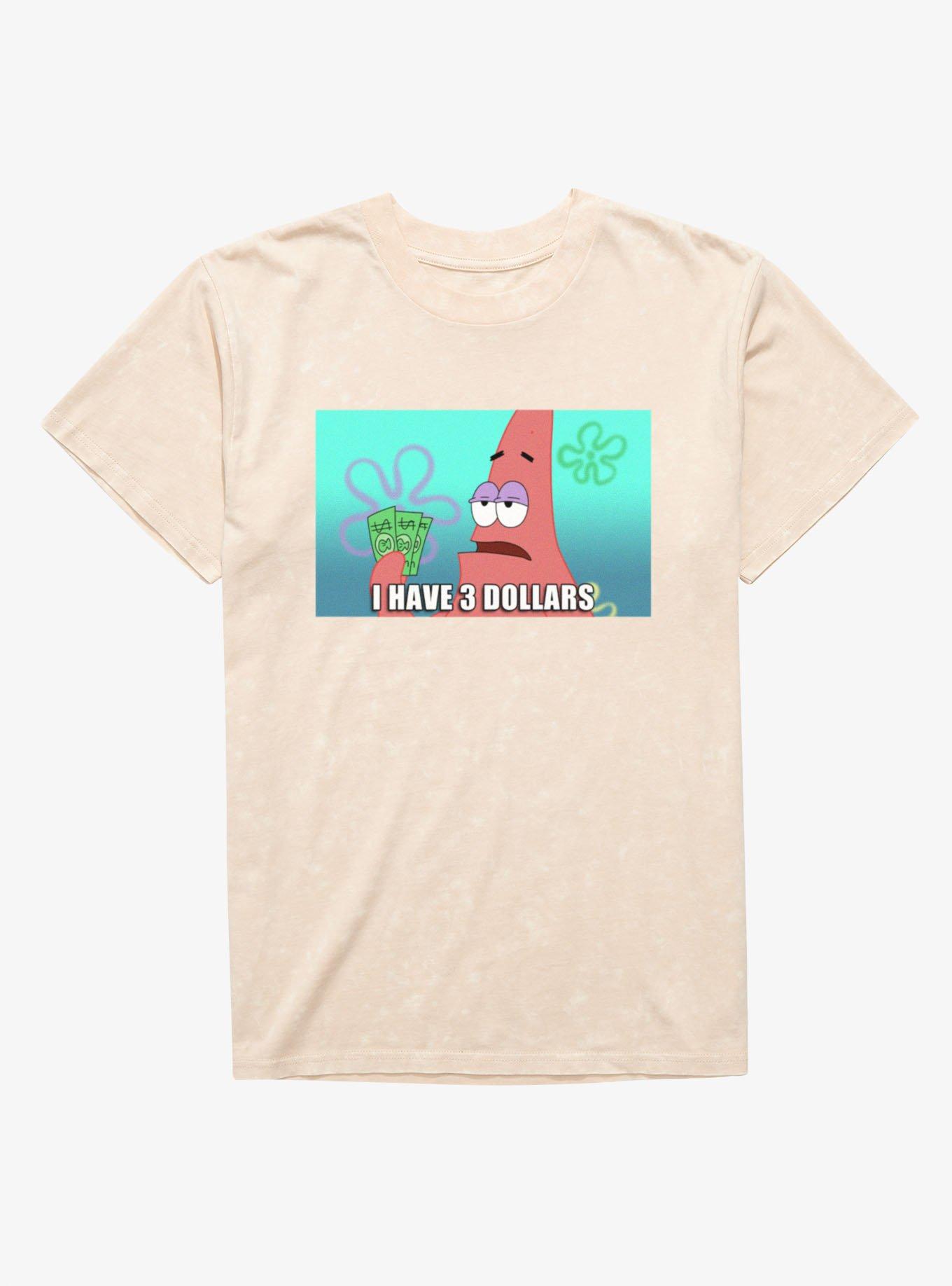 SpongeBob SquarePants Patrick 3 Dollar Meme Mineral Wash T-Shirt, , hi-res
