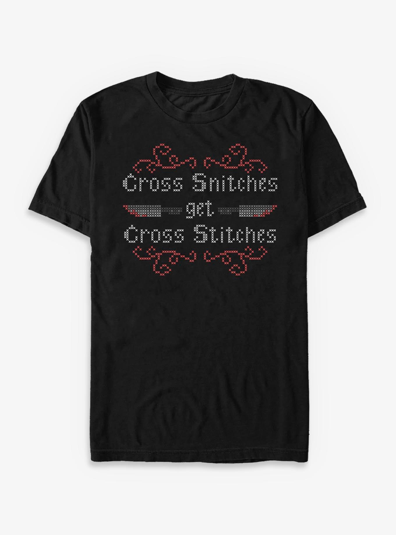 Snitches Get Stitches T-Shirt, BLACK, hi-res