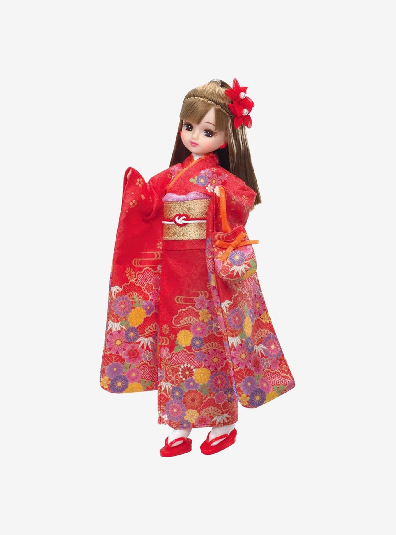 Licca Chan Red Kimono Doll, , hi-res