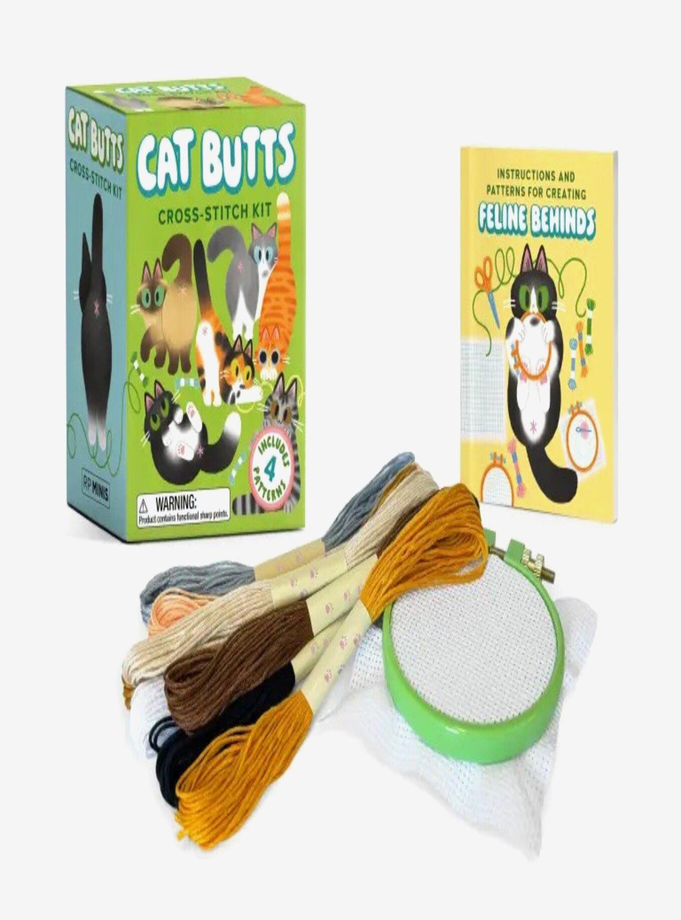 Cat Butts Cross-Stitch Kit Includes 4 Patterns