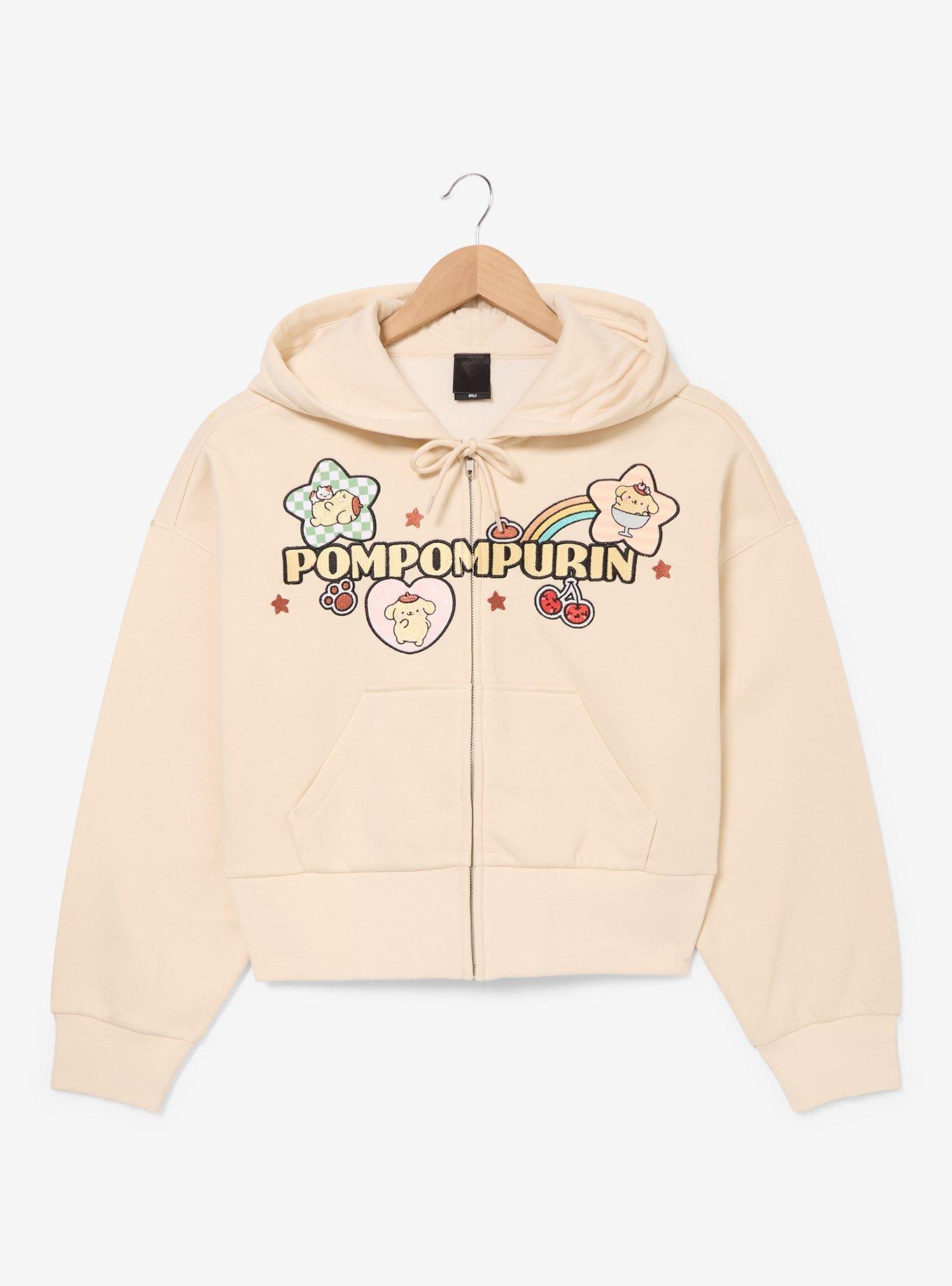 Sanrio Pompompurin Women's Cropped Zippered Hoodie - BoxLunch