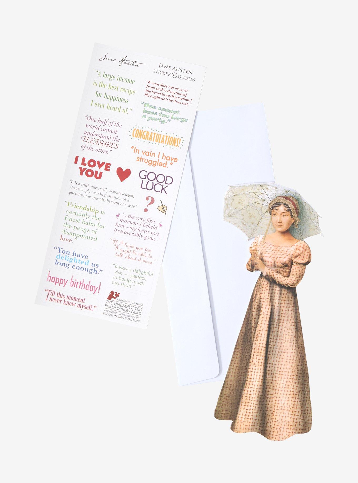 Quotable Notables Jane Austen Greeting Card & Sticker Sheet, , hi-res