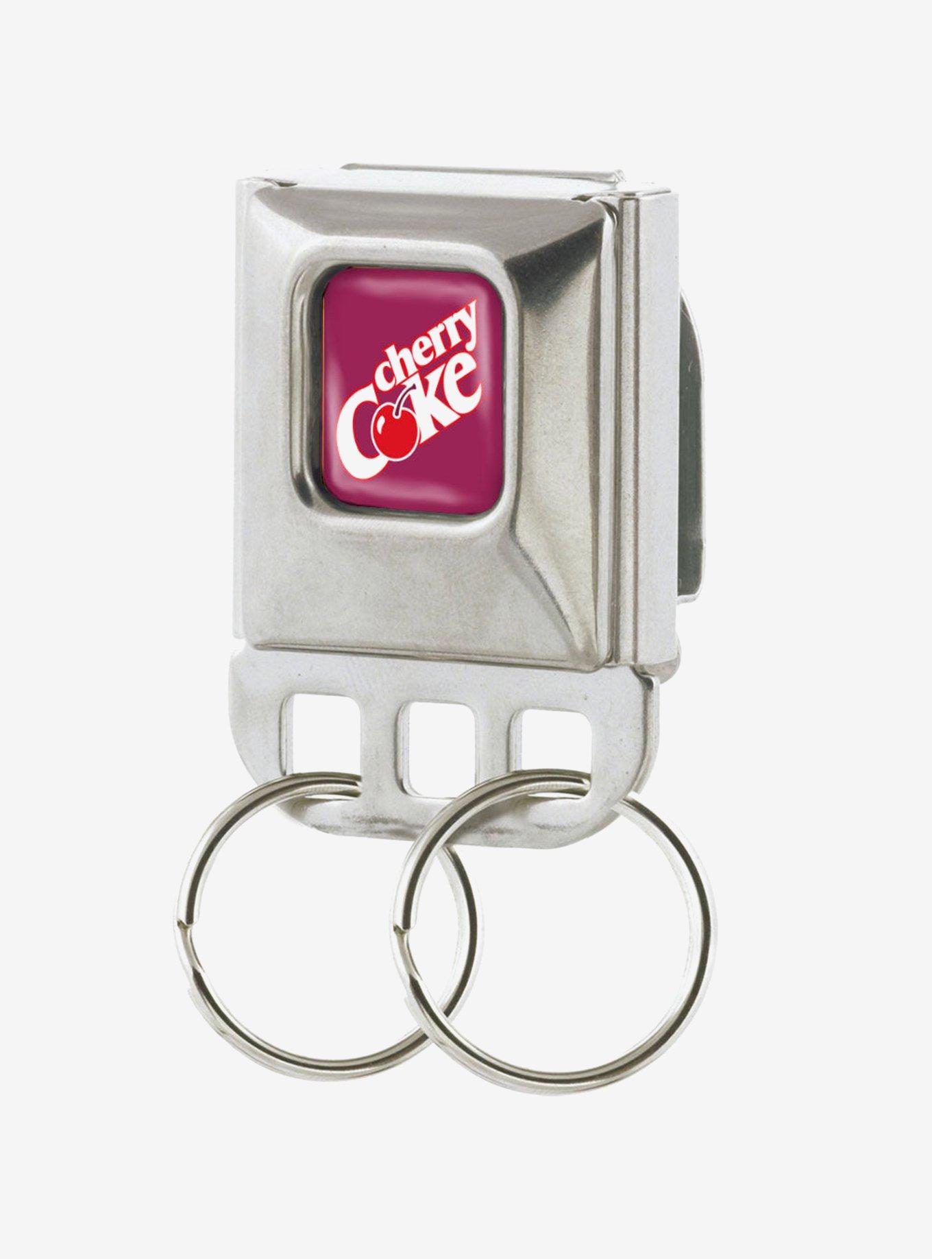 Coca-Cola Cherry Coke Logo Burgundy Seatbelt Buckle Keychain, , hi-res
