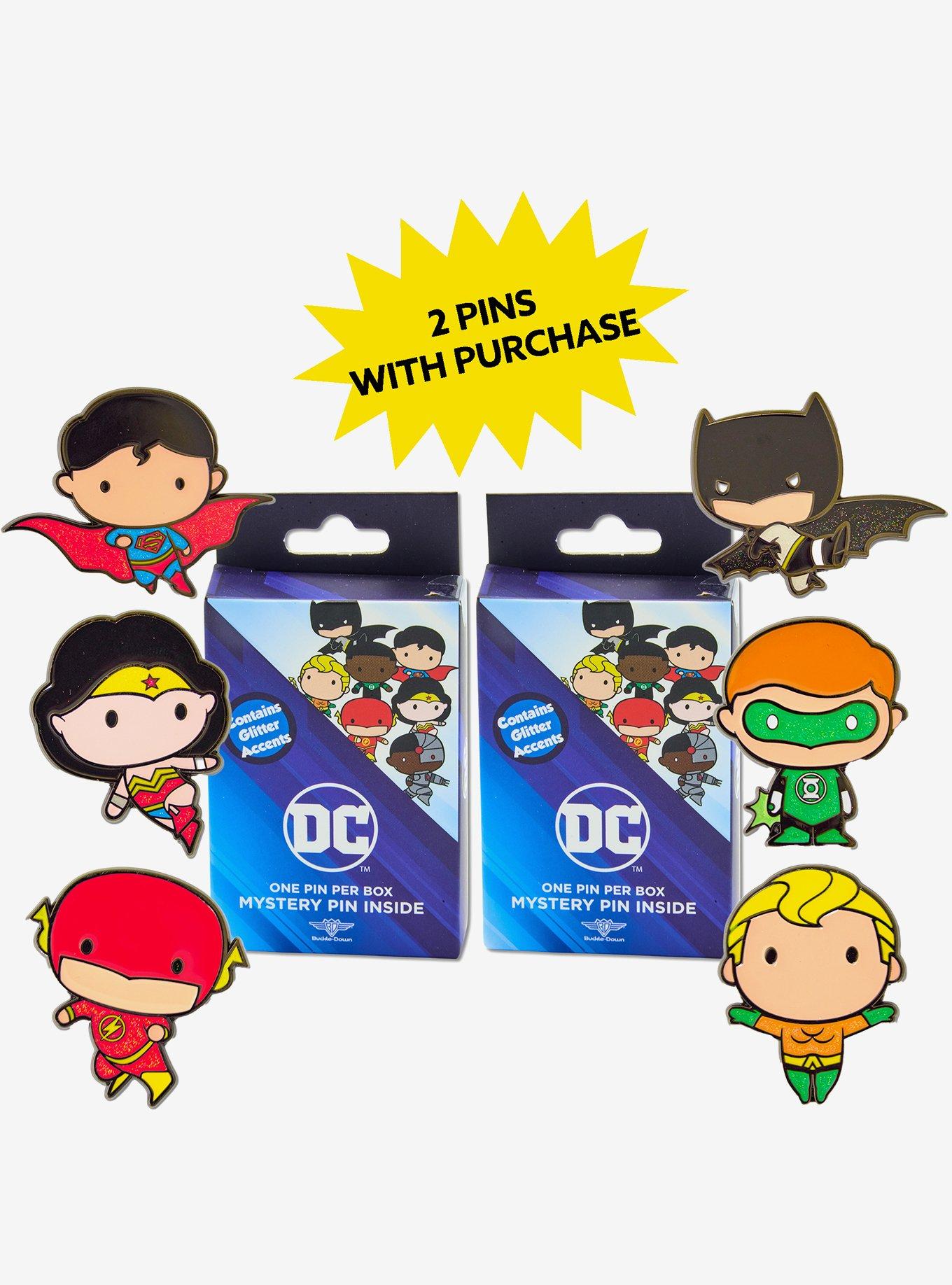 DC Comics Justice League Chibi Superheroes Mystery Enamel Pin Blind Box Series 2 Pack, , hi-res