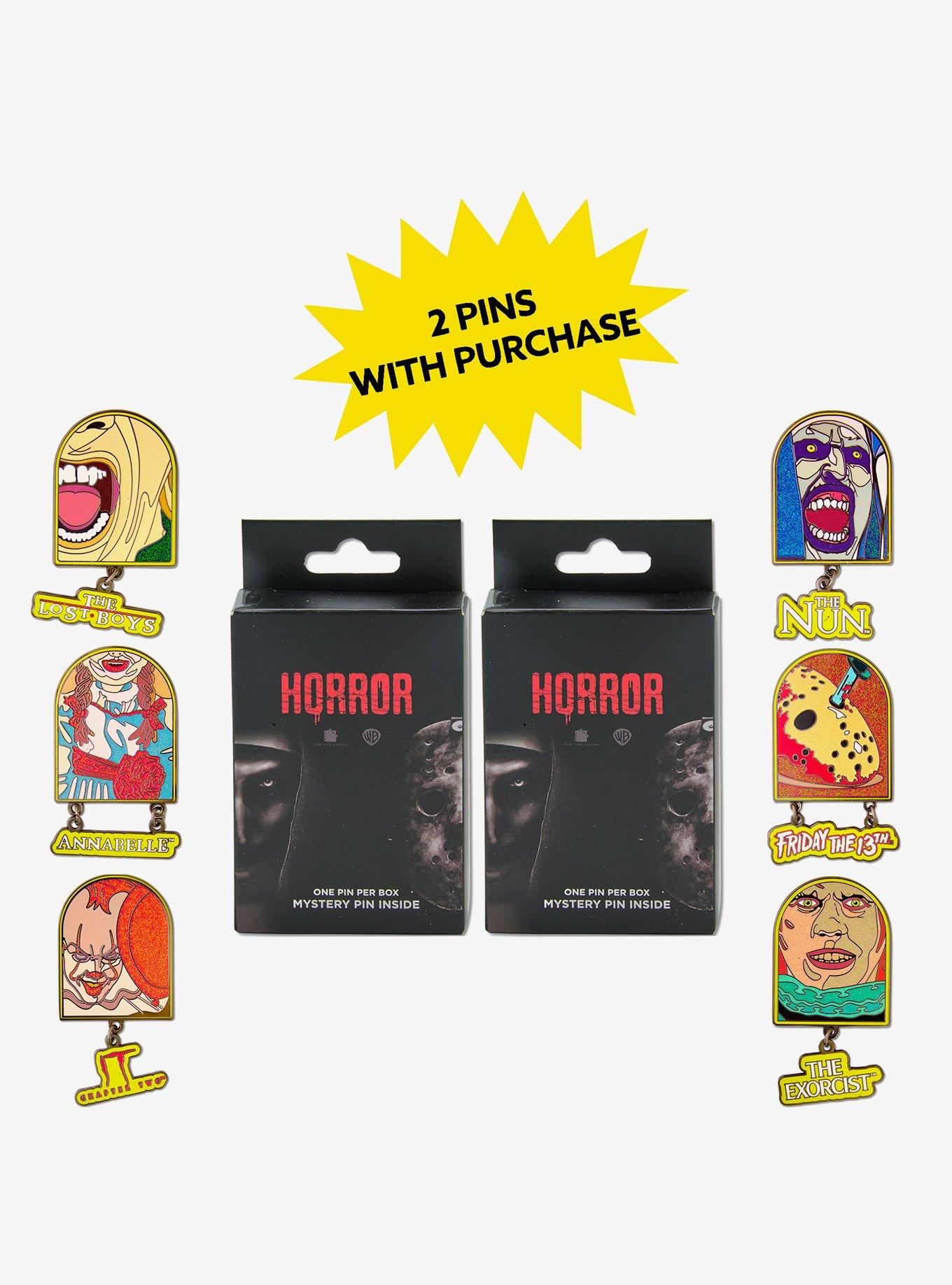 Warner Horror Movie Title Logos Mystery Enamel Pin Blind Box Series 2 Pack, , hi-res