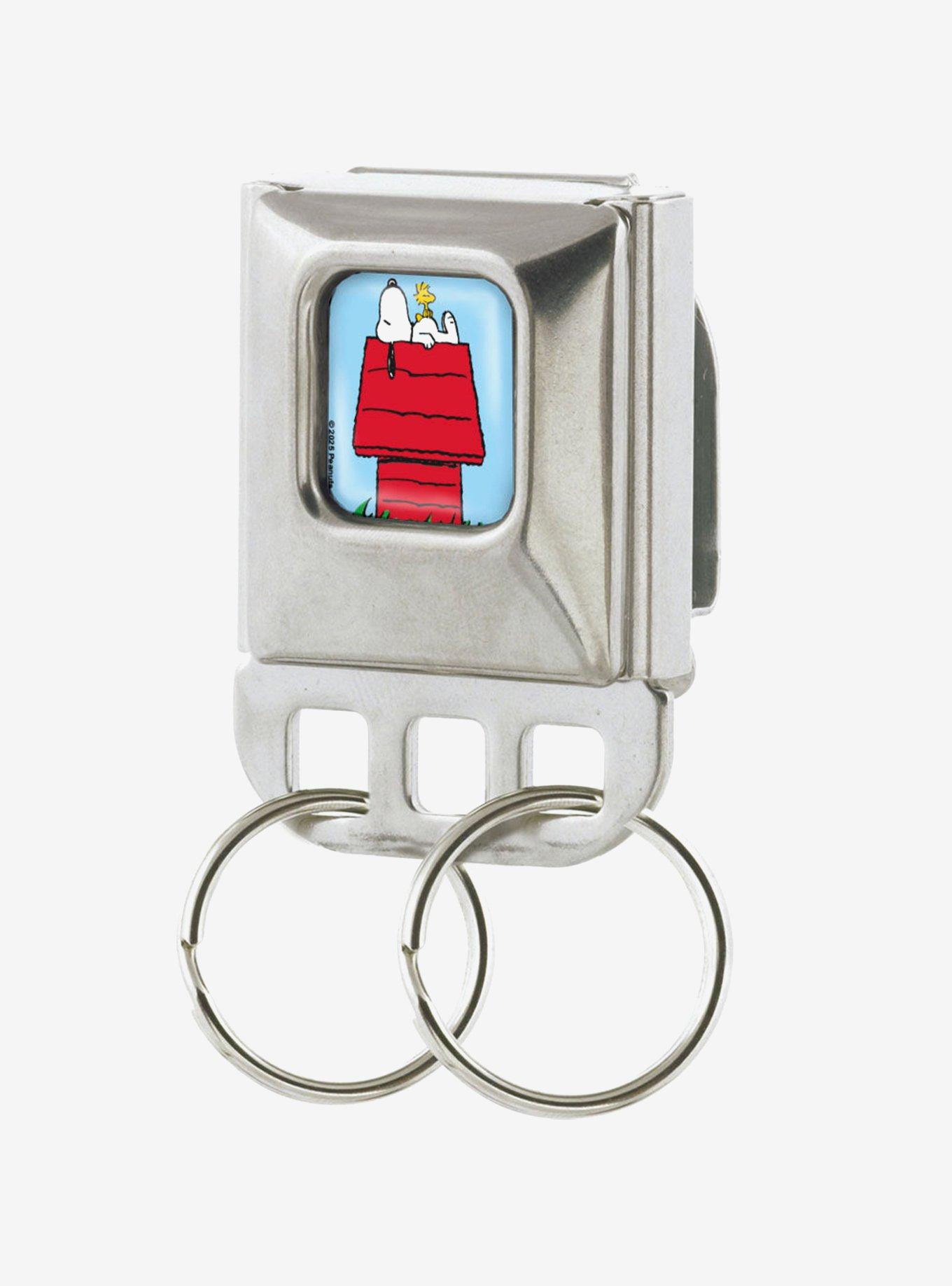 Peanuts Snoopy Woodstock on Dog House Seatbelt Buckle Keychain, , hi-res
