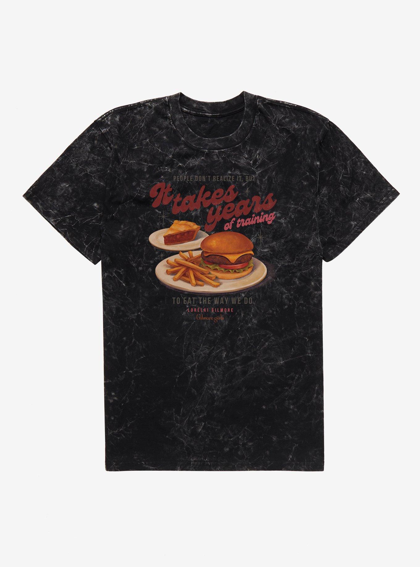 Gilmlore Girls It Takes Years Of Training To Eat The Way We Do Mineral Wash T-Shirt, , hi-res