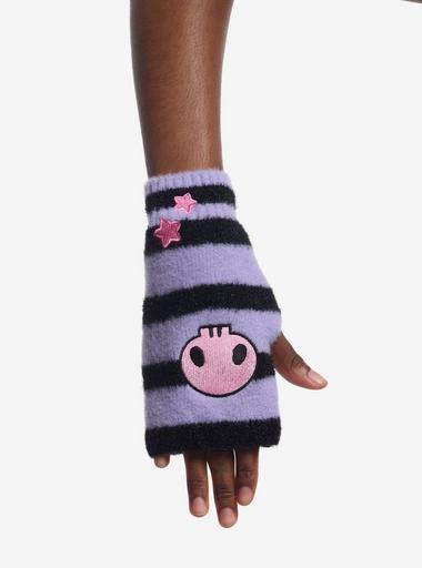 Kuromi Stripe Fingerless Gloves | Hot Topic