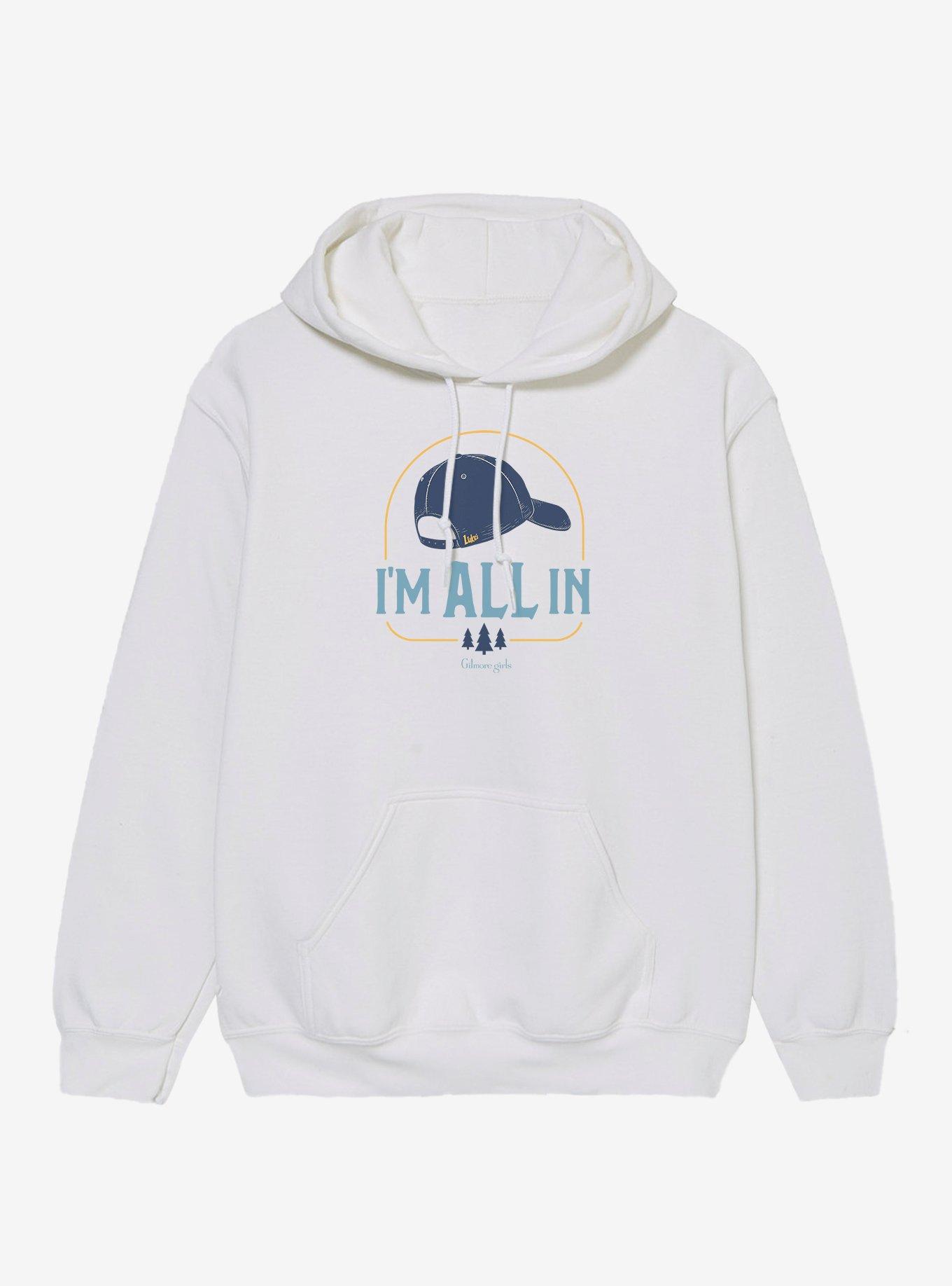 Glmore Girls I'm All In Luke Hat Hoodie, WHITE, hi-res