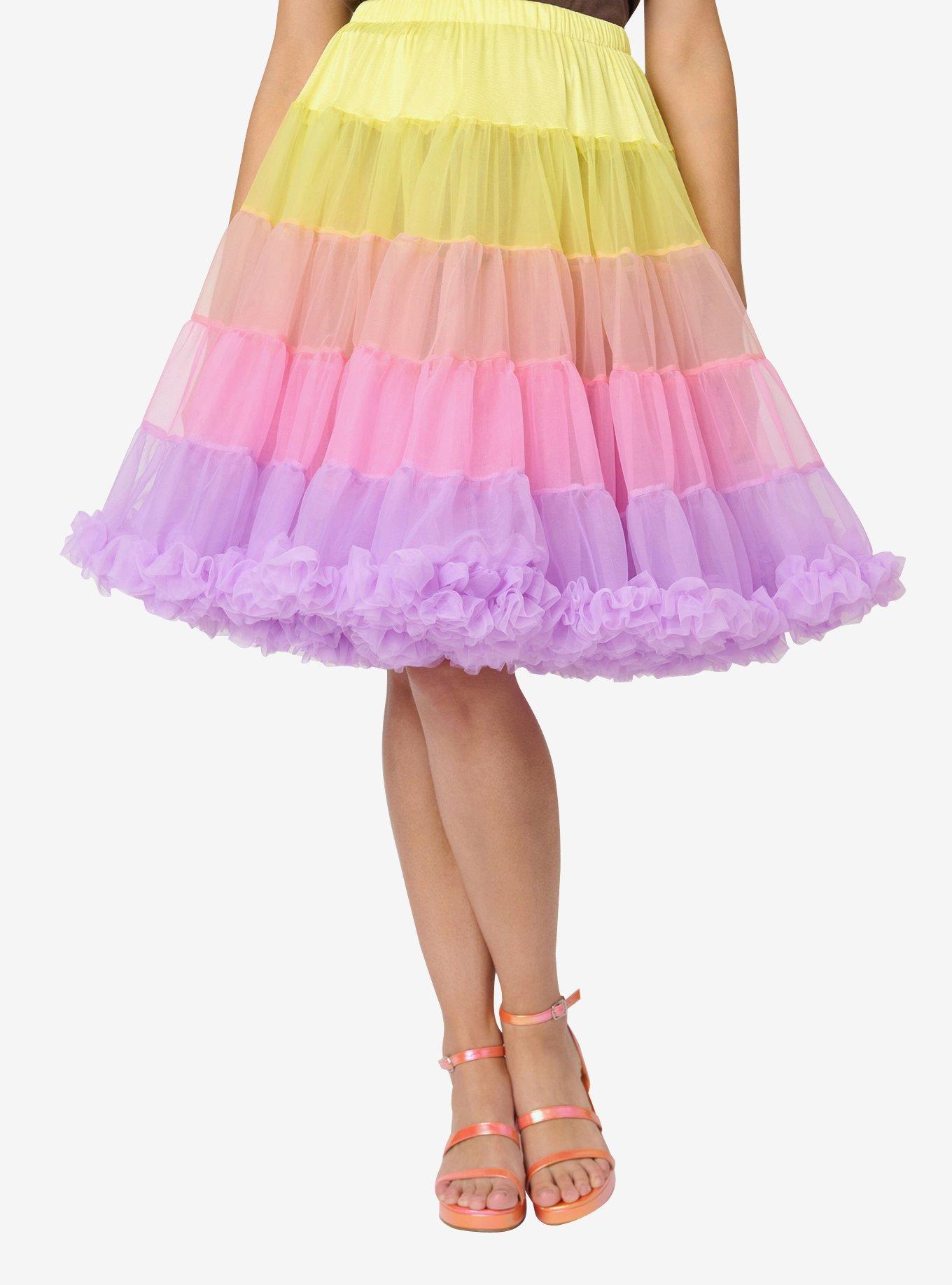 Unique Vintage Sunset Ombre Ruffled Petticoat Crinoline, , hi-res