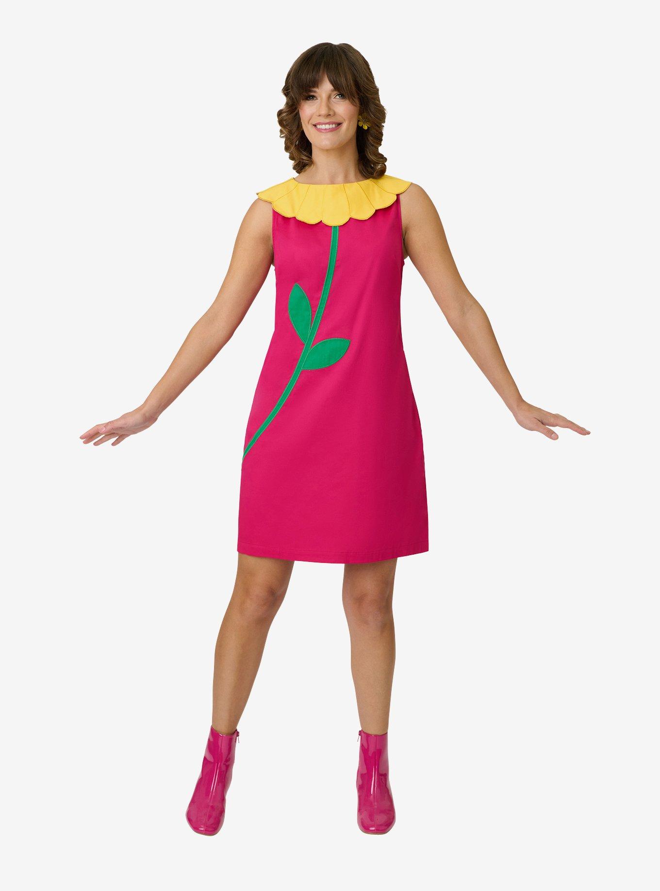 Smak Parlour Hot Pink & Yellow Petal Collar Cotton Shift Dress, , hi-res