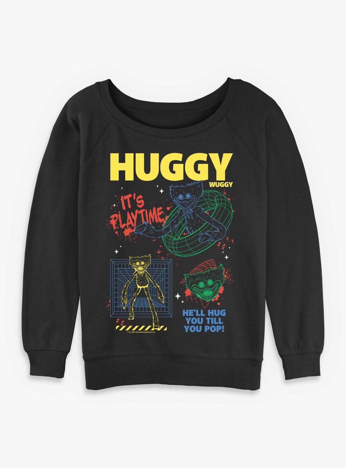 Poppy Playtime Huggy Wuggy Wants To Play Womens Slouchy Sweatshirt, BLACK, hi-res