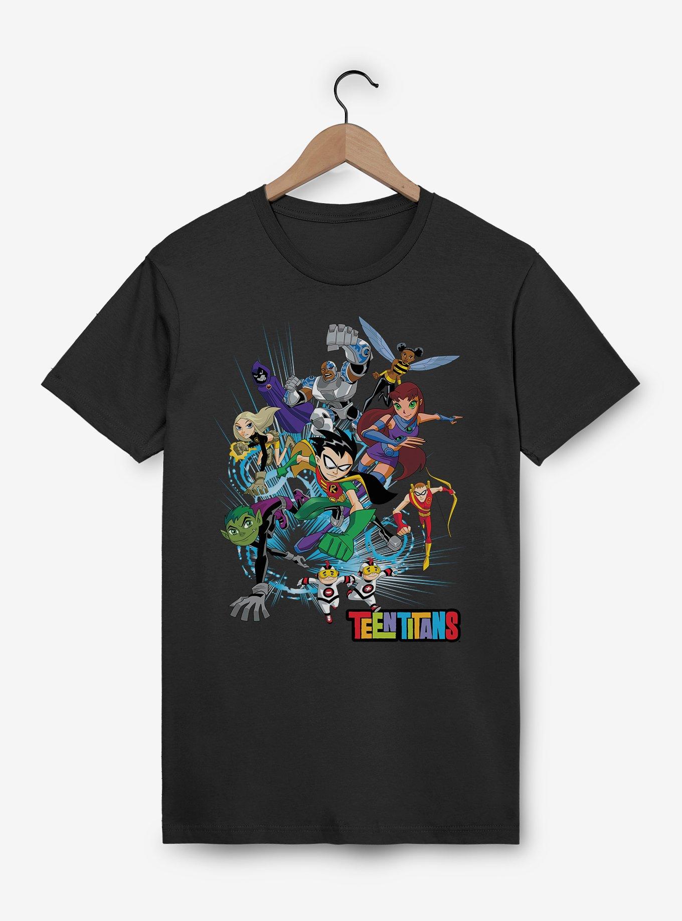Teen Titans Group Attack T-Shirt, , hi-res