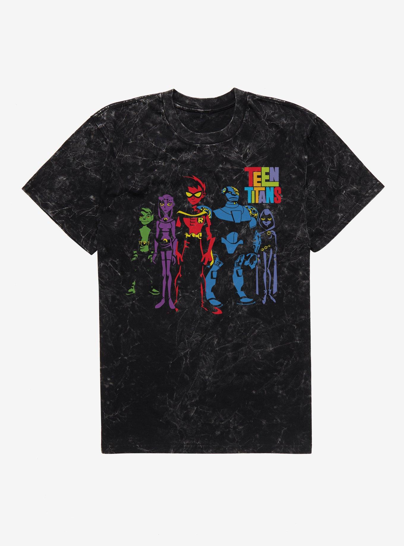Teen Titans Team Shadow Group Mineral Wash T-Shirt, , hi-res