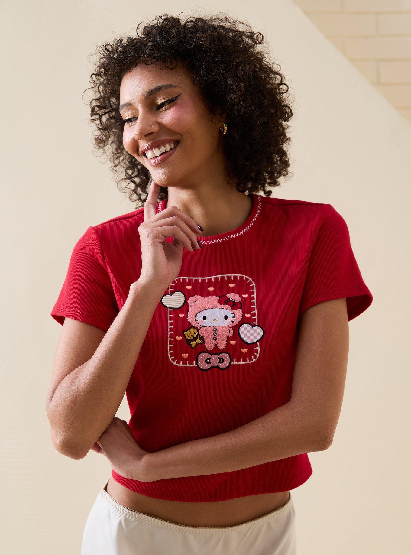 Sanrio Hello Kitty Teddy Bear Chenille Patch Women's Baby Tee - BoxLunch Exclusive