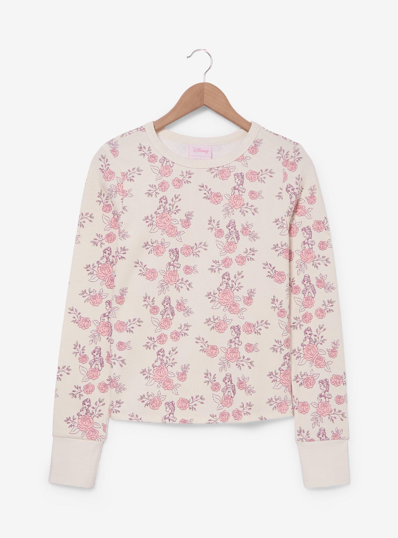 Disney Beauty and The Beast Belle Roses Women's Long Sleeve T-Shirt ...