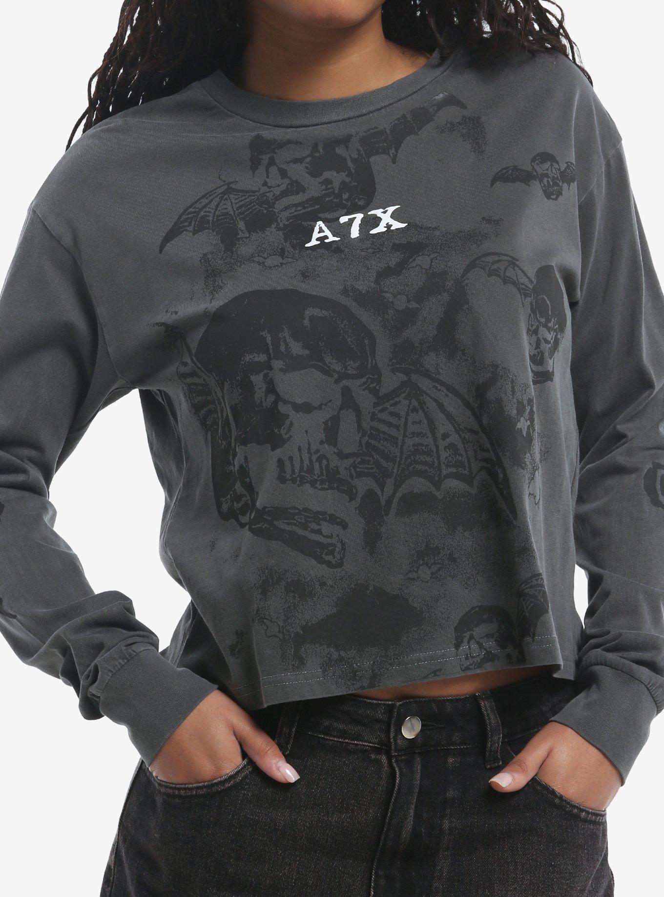 Avenged Sevenfold Deathbat Girls Crop Long-Sleeve T-Shirt