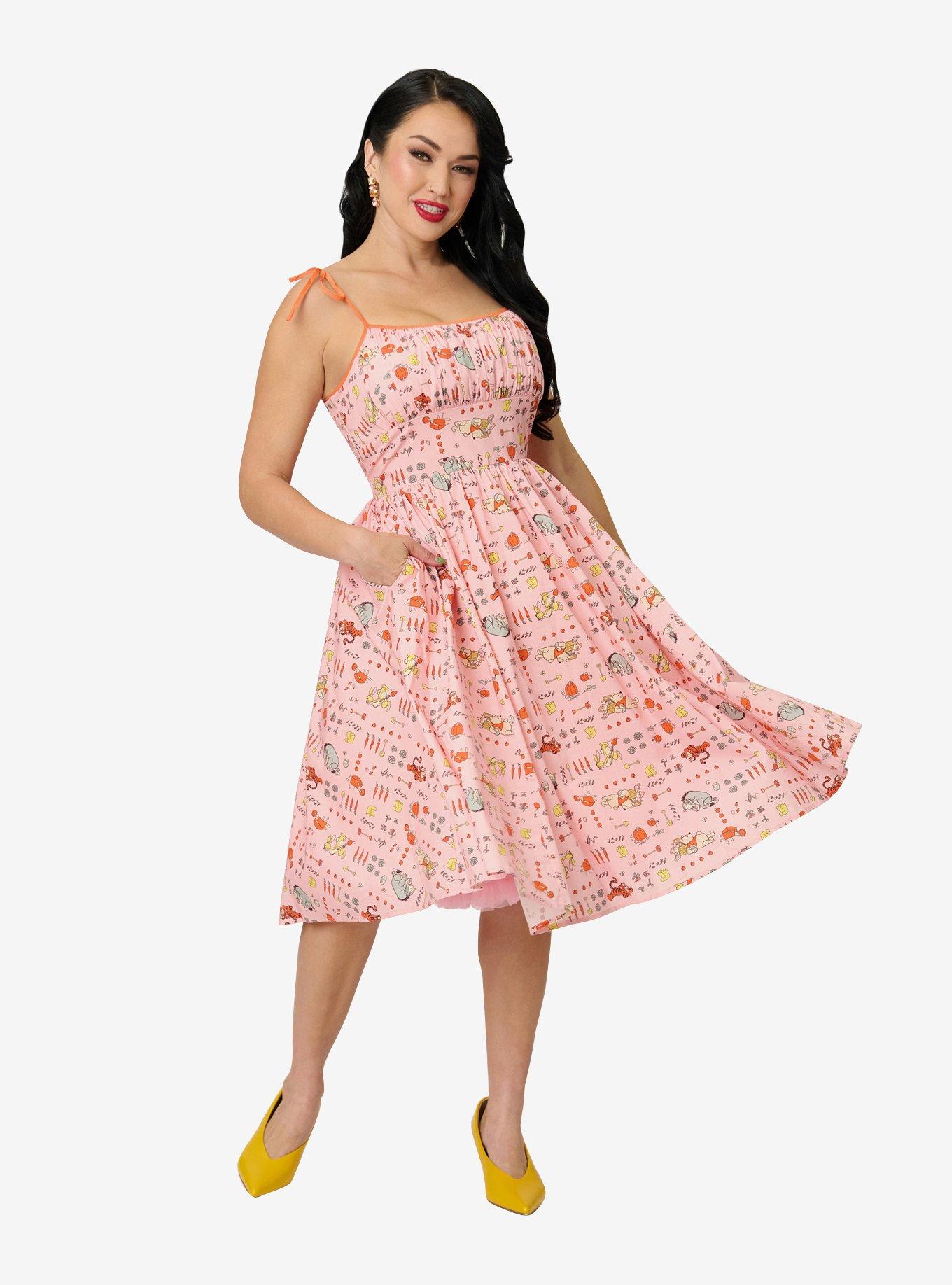 Disney Winnie the Pooh x Unique Vintage Pooh Farm Cotton Swing Dress, , hi-res