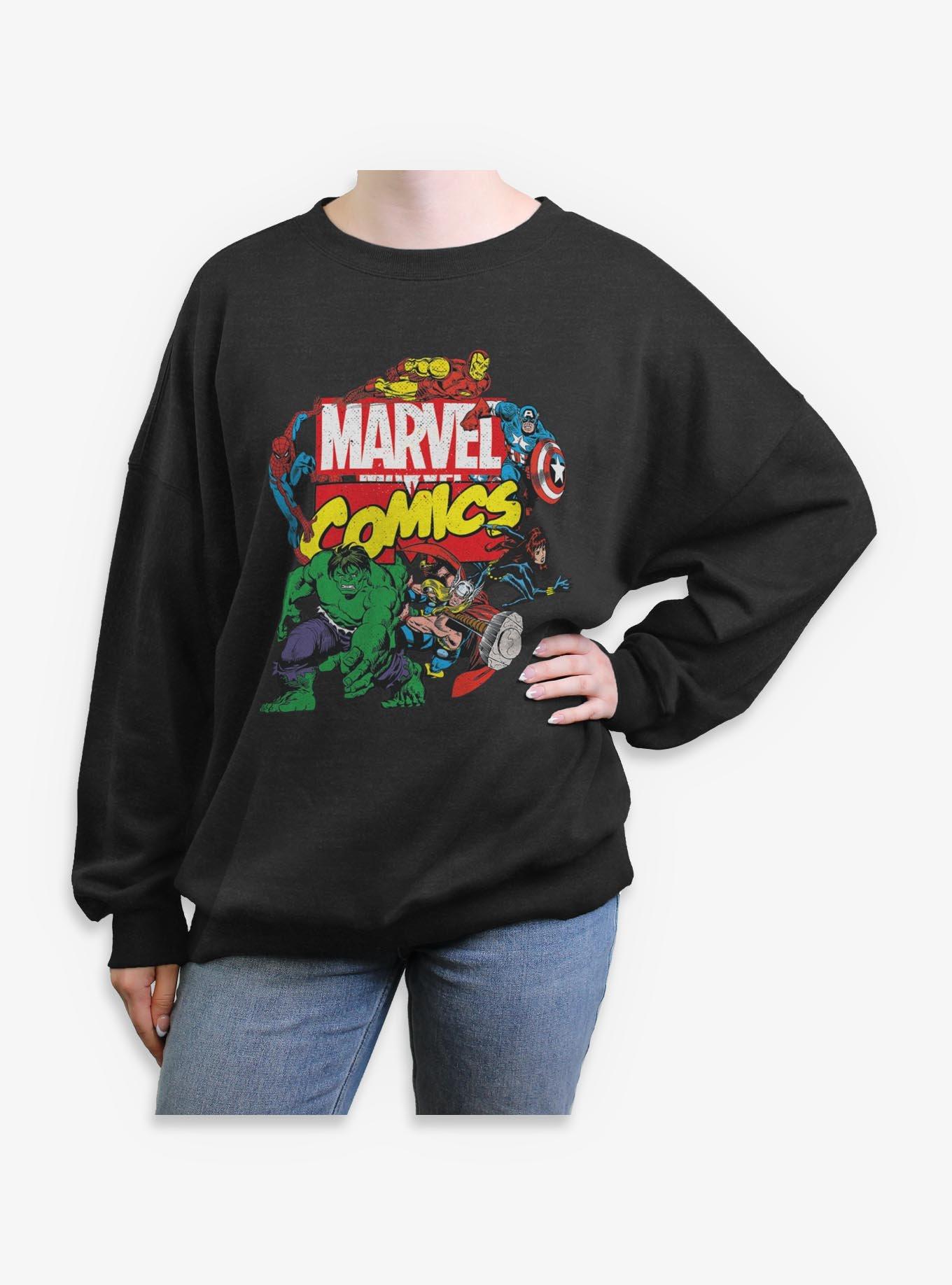 Marvel Comics Classic Logo Avengers Womens Oversized Sweatshirt, , hi-res