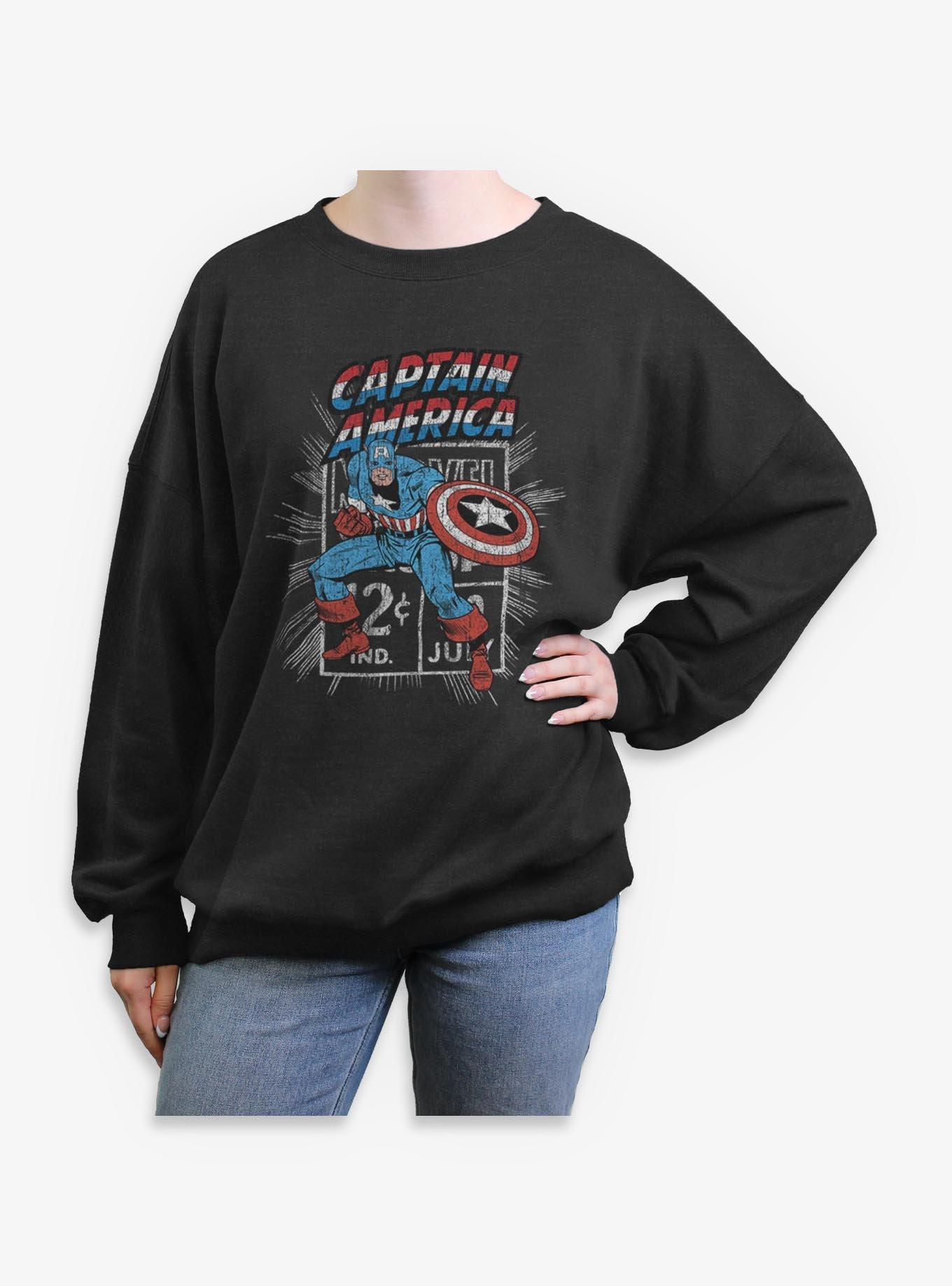 Marvel Captain America Stamp Womens Oversized Sweatshirt, , hi-res