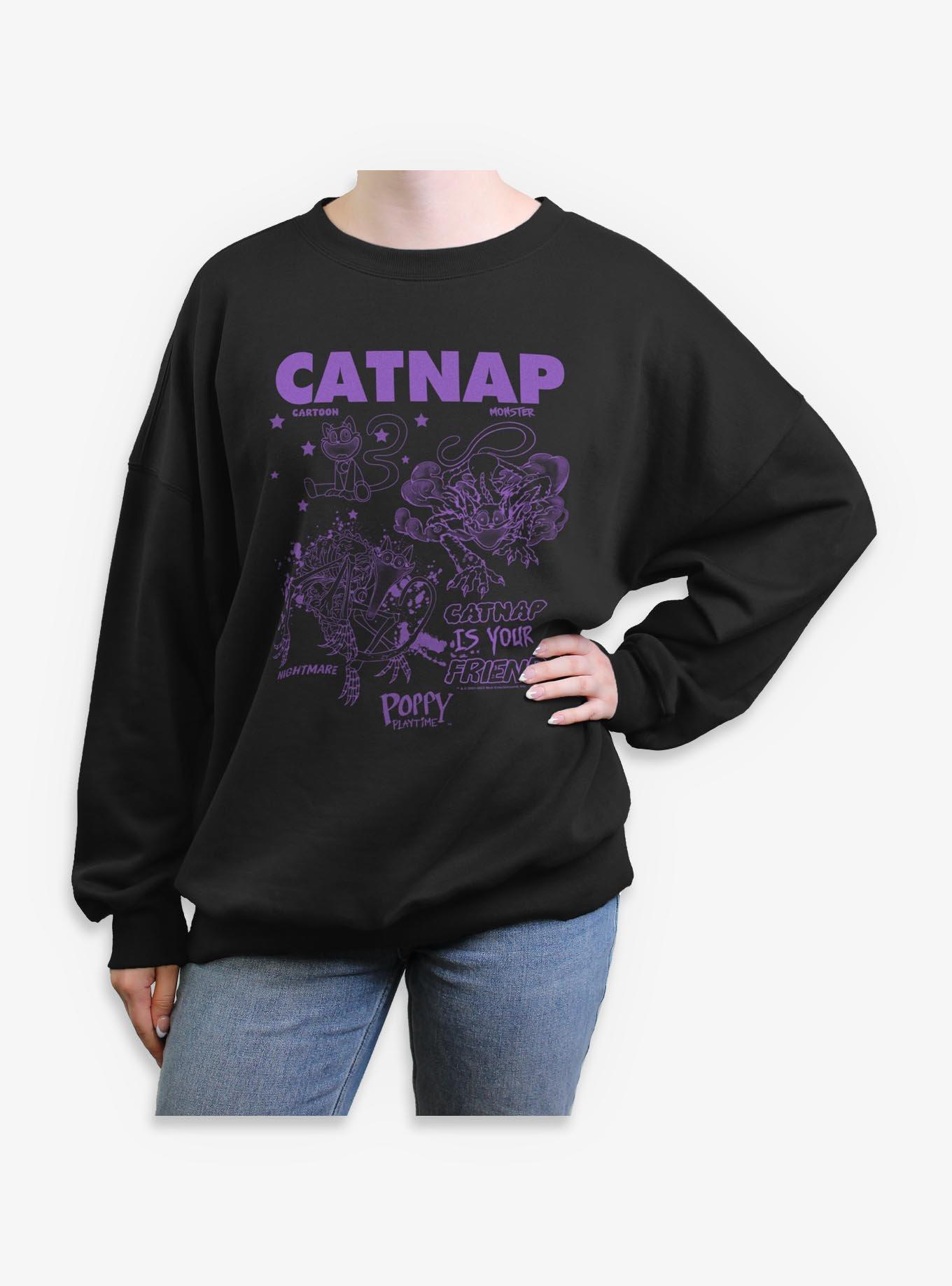 Poppy Playtime Catnap Just Kitten Womens Oversized Sweatshirt, BLACK, hi-res