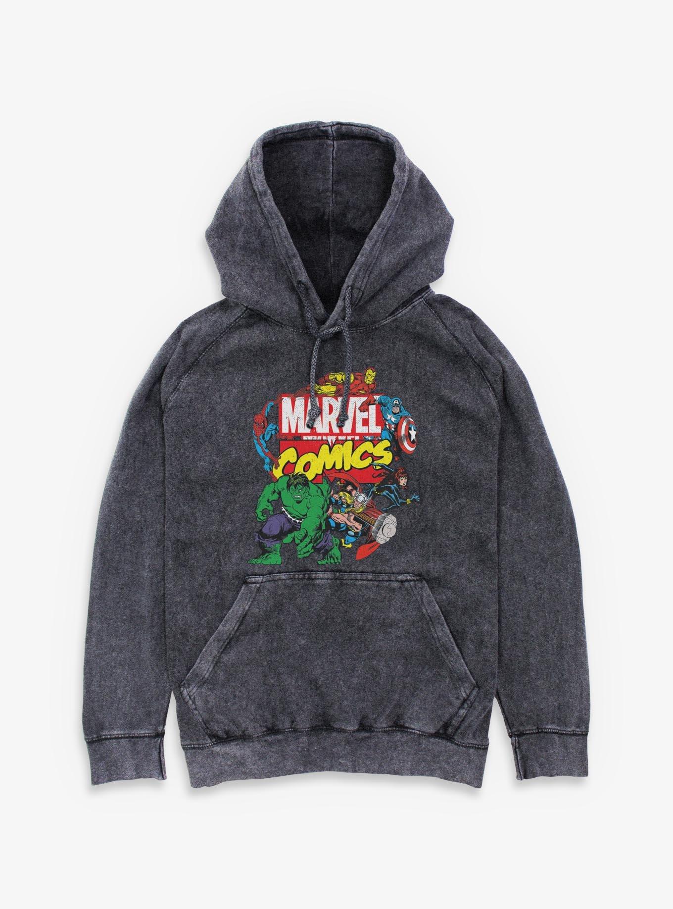 Marvel Comics Classic Logo Avengers Mineral Wash Hoodie, , hi-res