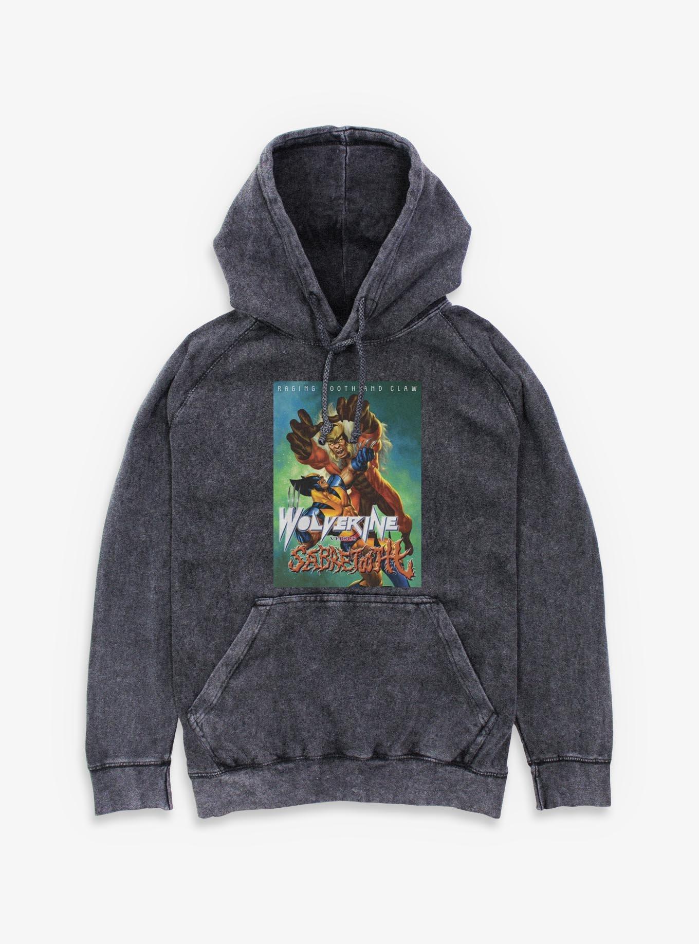 Marvel X-Men Raging Tooth And Claw Wolverine And Sabretooth Mineral Wash Hoodie, , hi-res