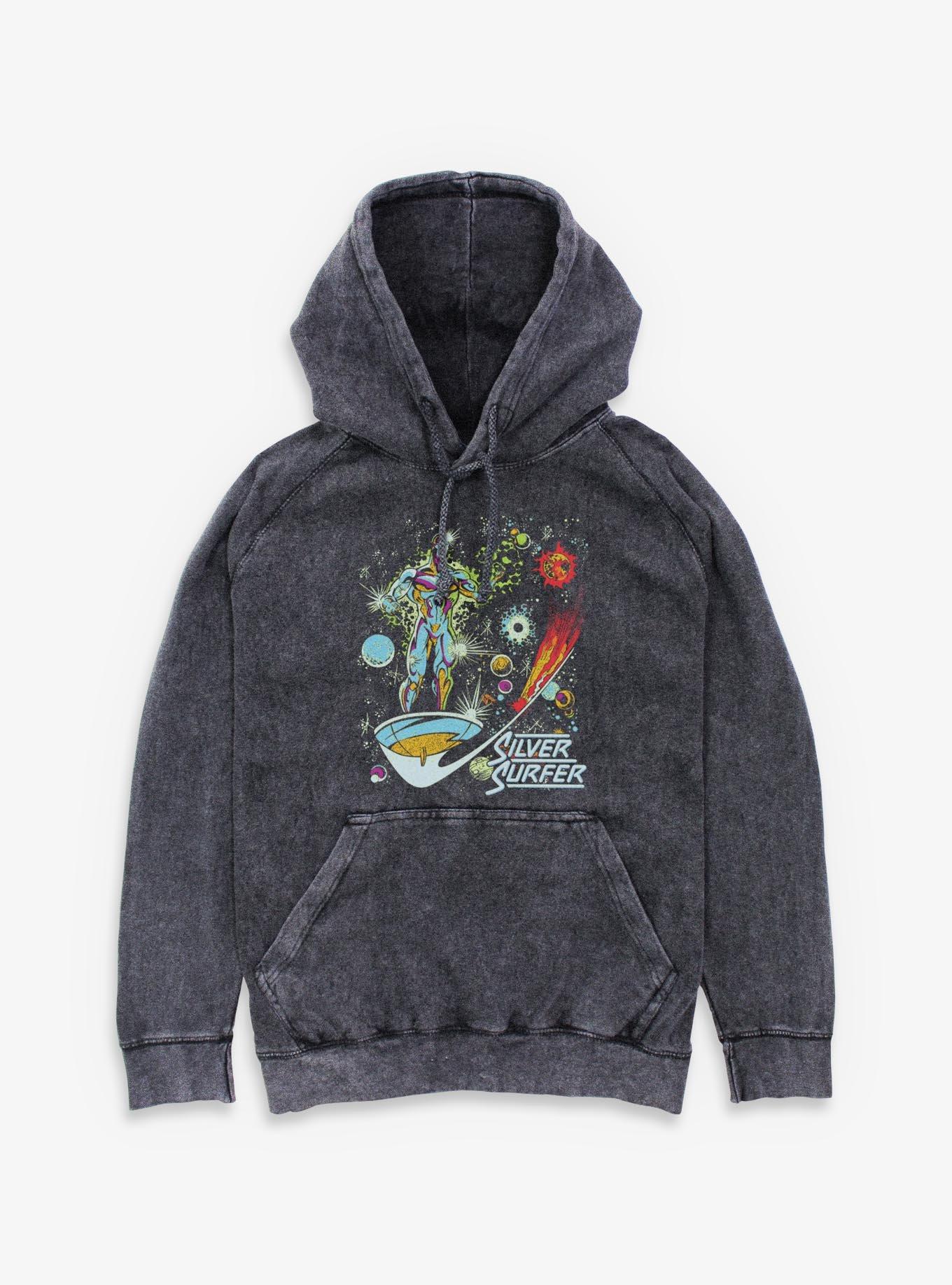 Marvel Silver Surfer Space Rider Galaxy Mineral Wash Hoodie, , hi-res