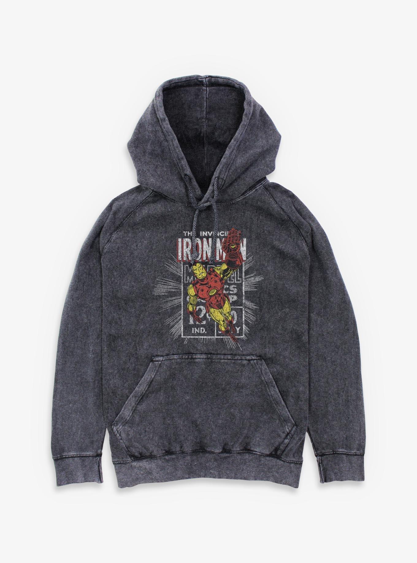 Marvel Iron Man Stamp Mineral Wash Hoodie, , hi-res