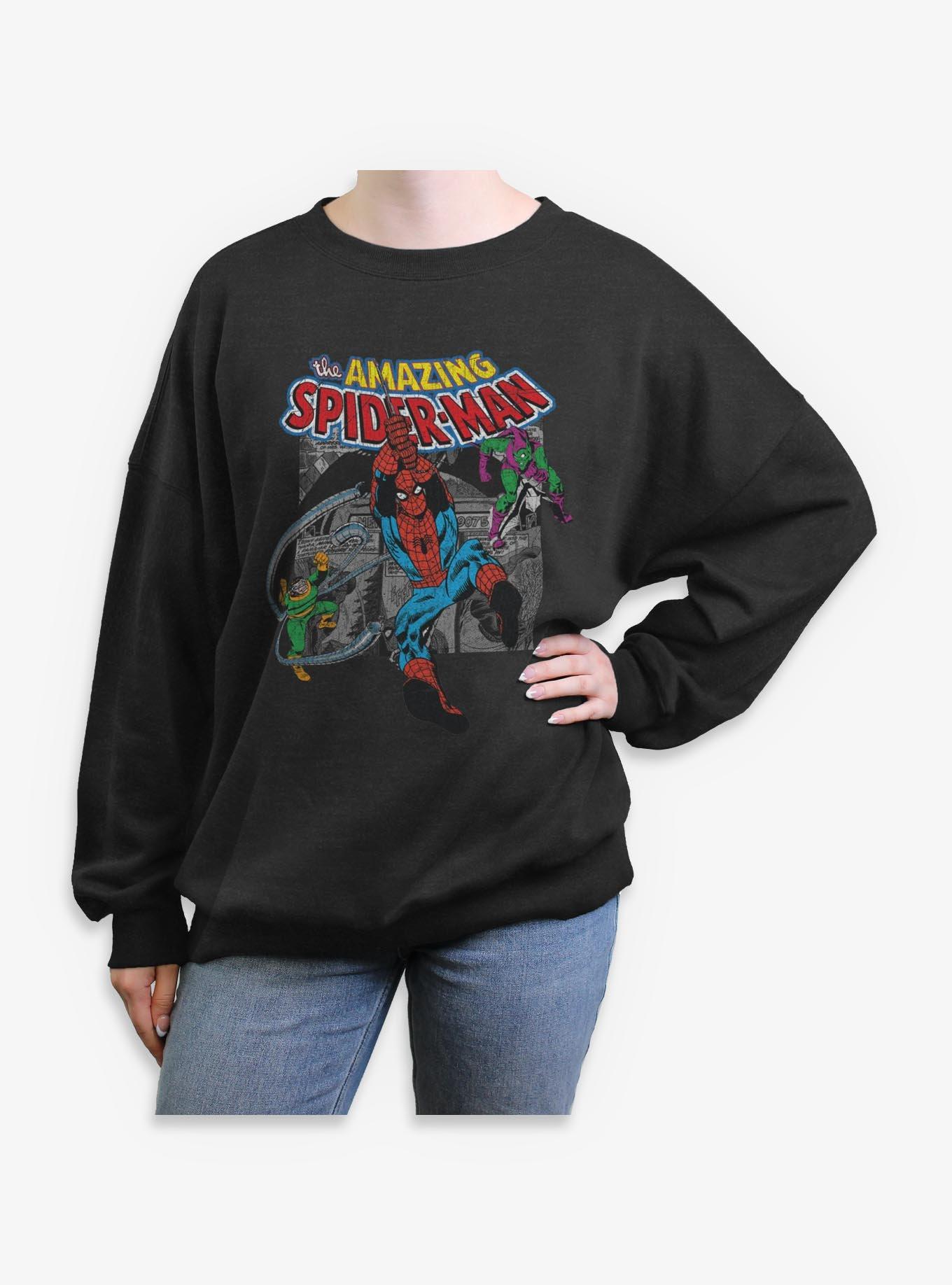Marvel The Amazing Spiderman Collage Womens Oversized Sweatshirt, , hi-res