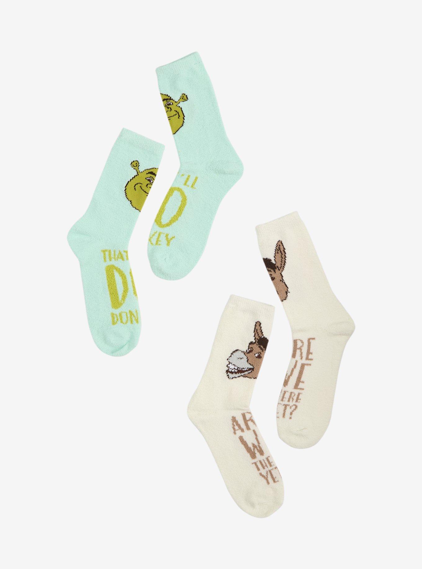 Shrek Donkey Quotes Fuzzy Socks 2 Pair, , hi-res
