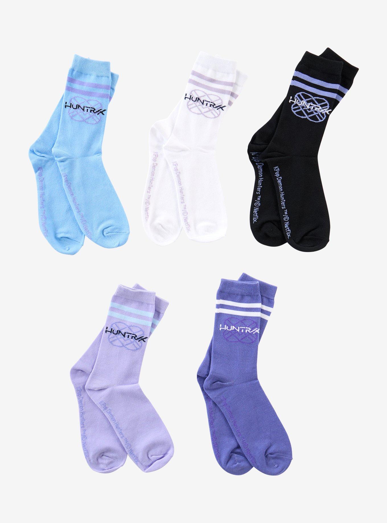 KPop Demon Hunters HUNTR/X Logo Varsity Crew Socks 5 Pair, , hi-res