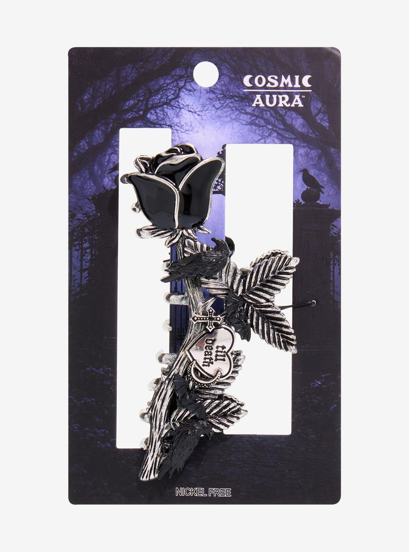 Cosmic Aura Black Rose Claw Hair Clip, , hi-res