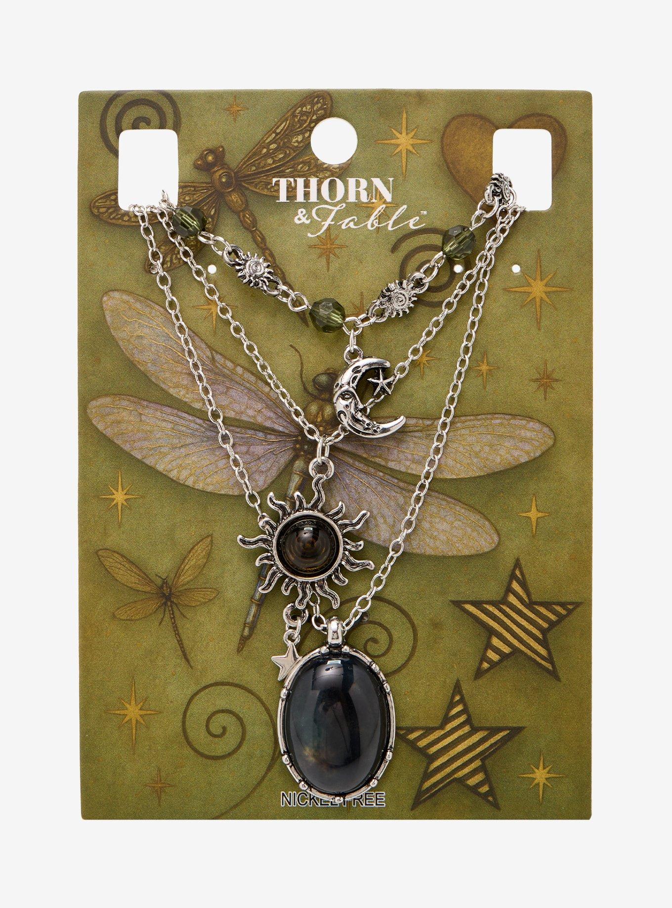 Thorn & Fable Dark Stone Celestial Necklace Set, , hi-res