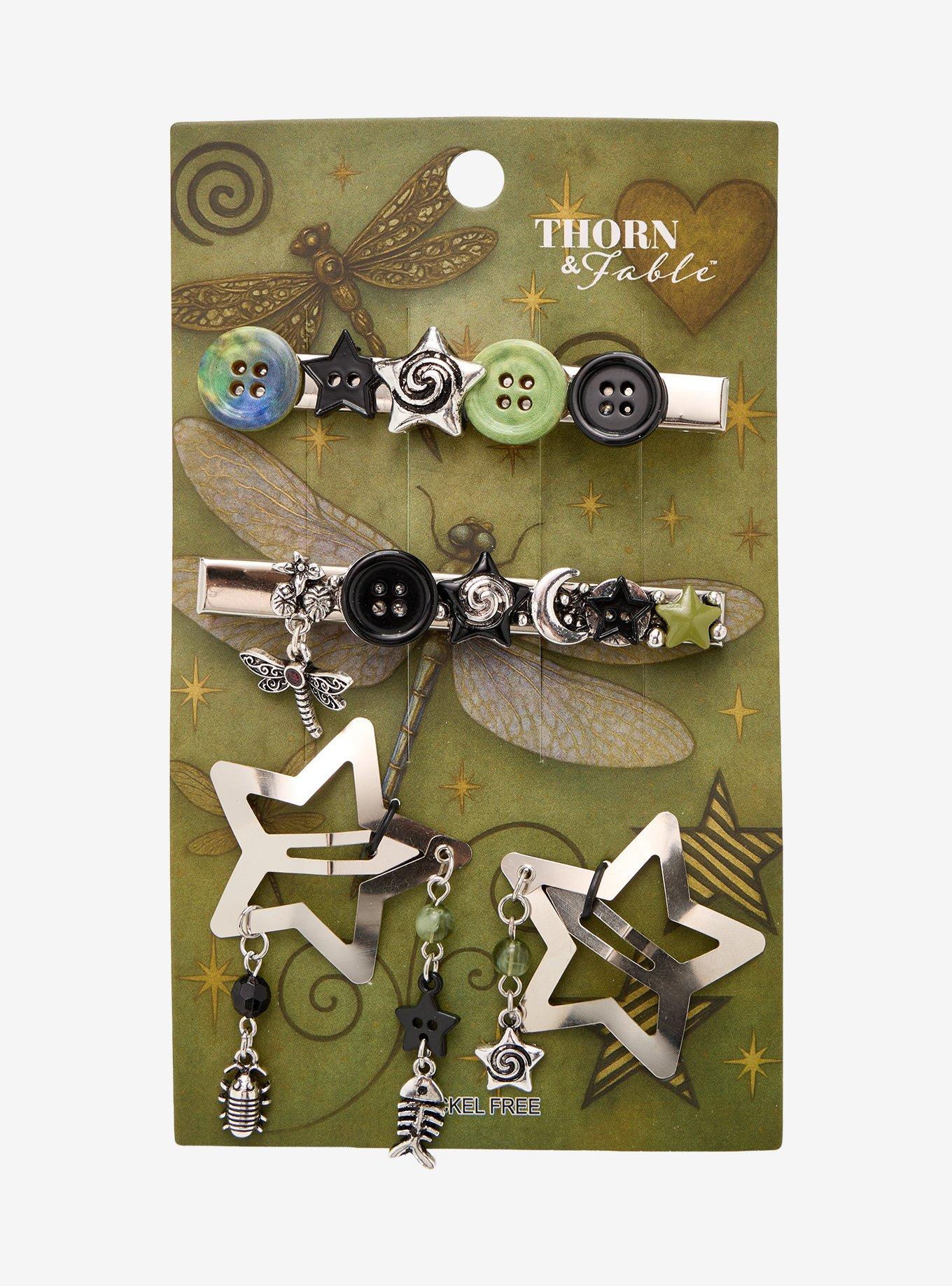Thorn & Fable Button Star Hair Clip Set, , hi-res