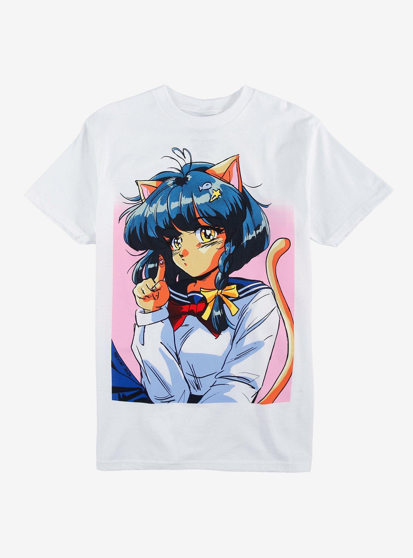 Cat School Girl T-Shirt By Mizucat, , hi-res